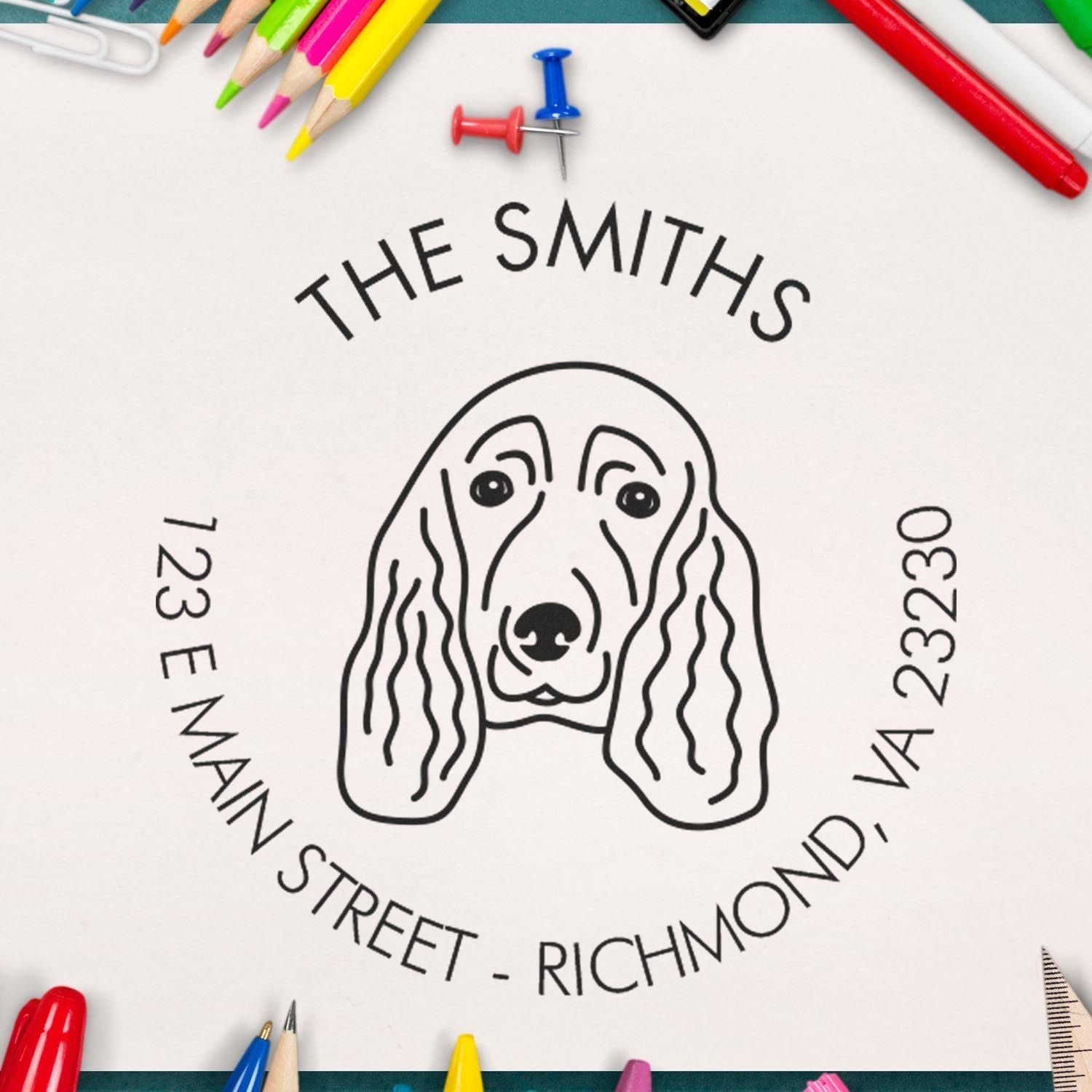 Wood Handle Spaniel Custom Made Home Address Stamp for Envelopes - Engineer Seal Stamps