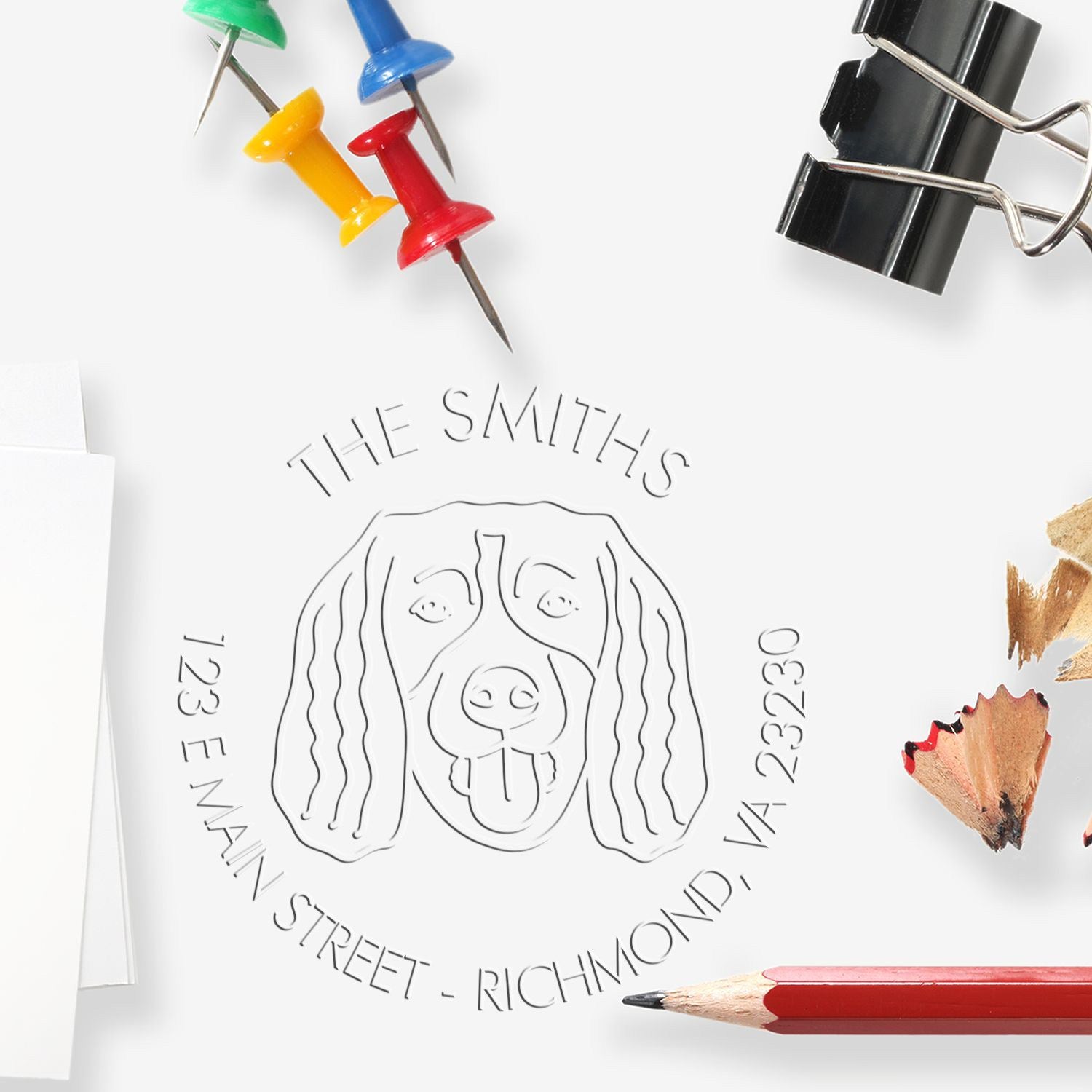 Personalizable Mail Address Seal Soft Embosser with Springer Spaniel Dog