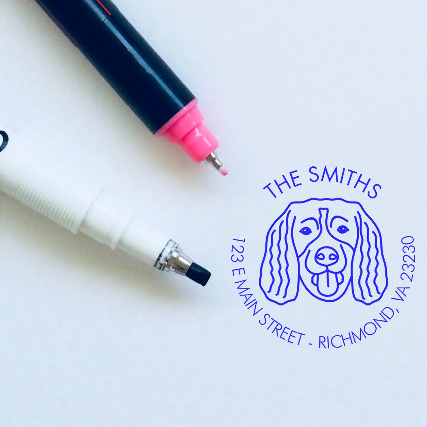 Self-Inking Springer Spaniel Customized Mailing Stamp for Envelopes - Engineer Seal Stamps