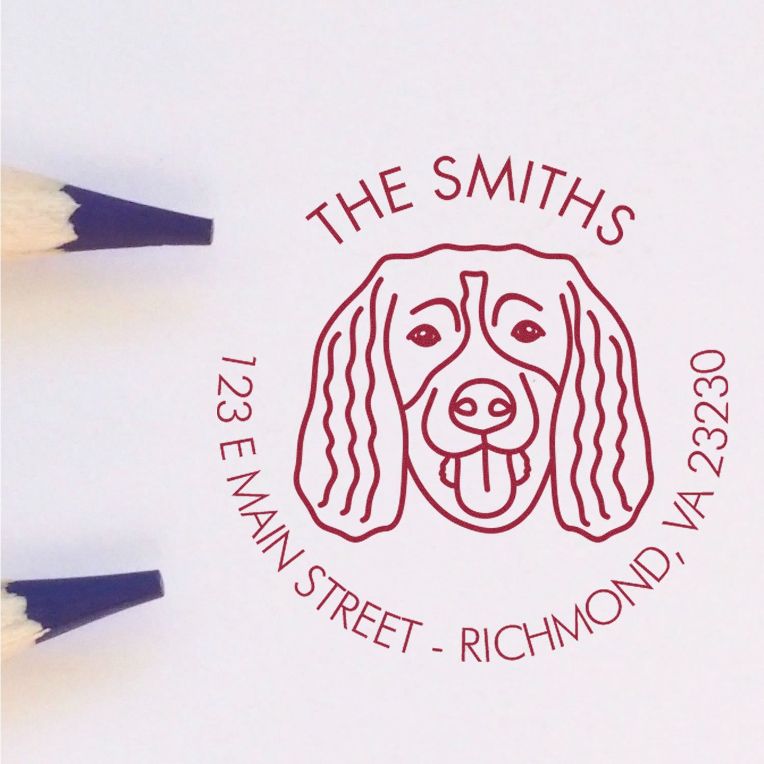 Wood Handle Springer Spaniel Custom Made Home Address Stamper - Engineer Seal Stamps