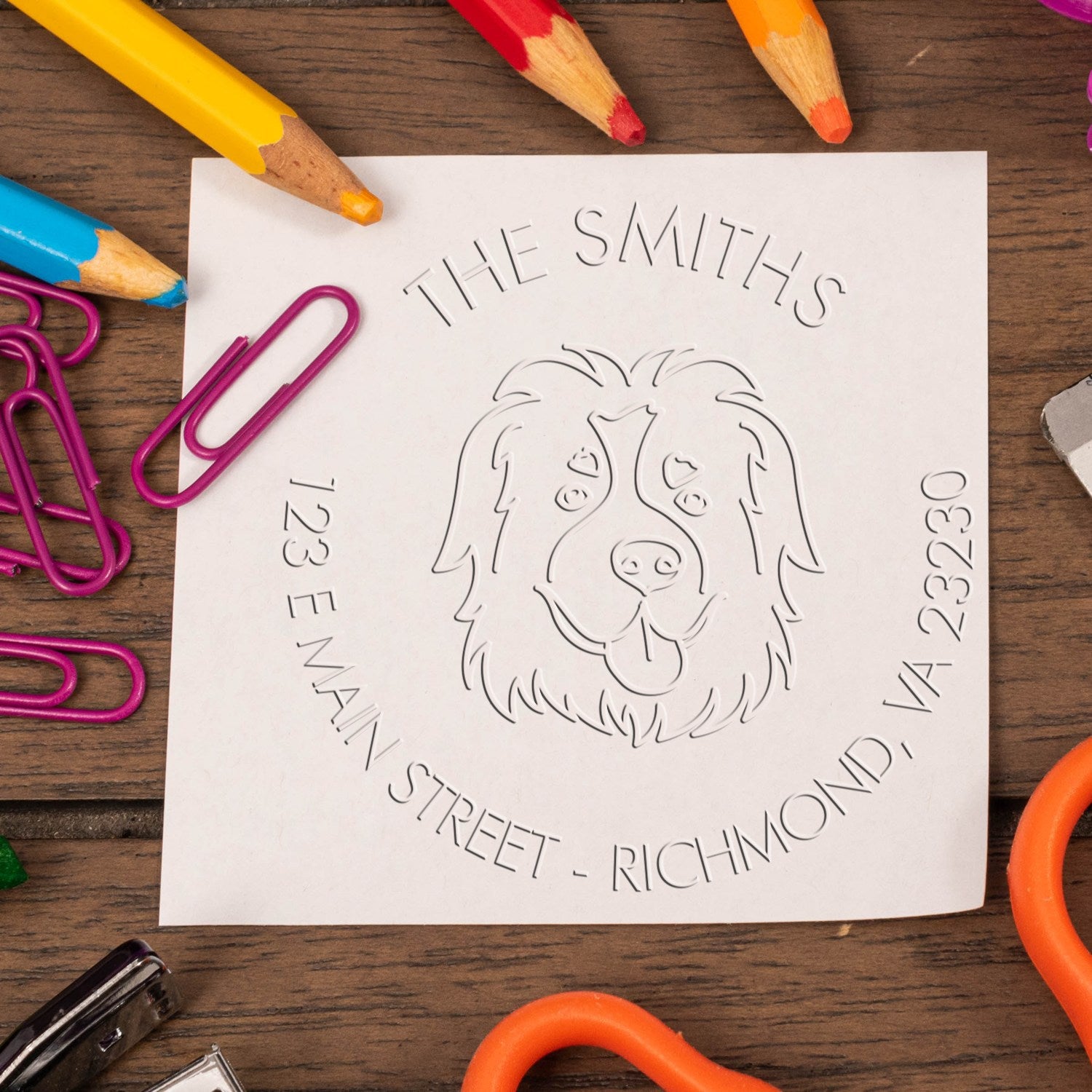 St Bernard Dog Custom-Made Mail Address Embossing Seal - Engineer Seal Stamps