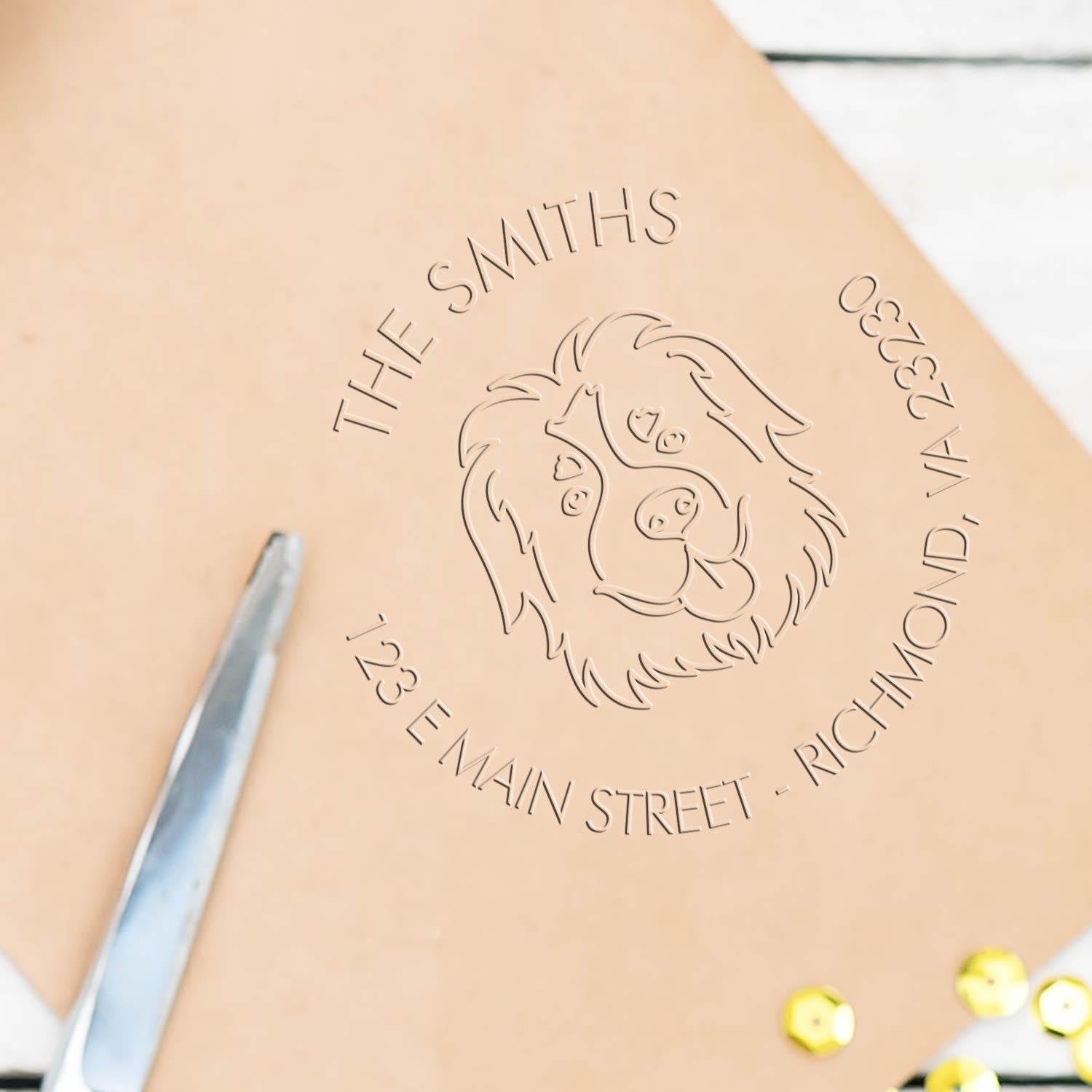 St Bernard Dog Custom-Made Mail Address Embossing Seal - Engineer Seal Stamps