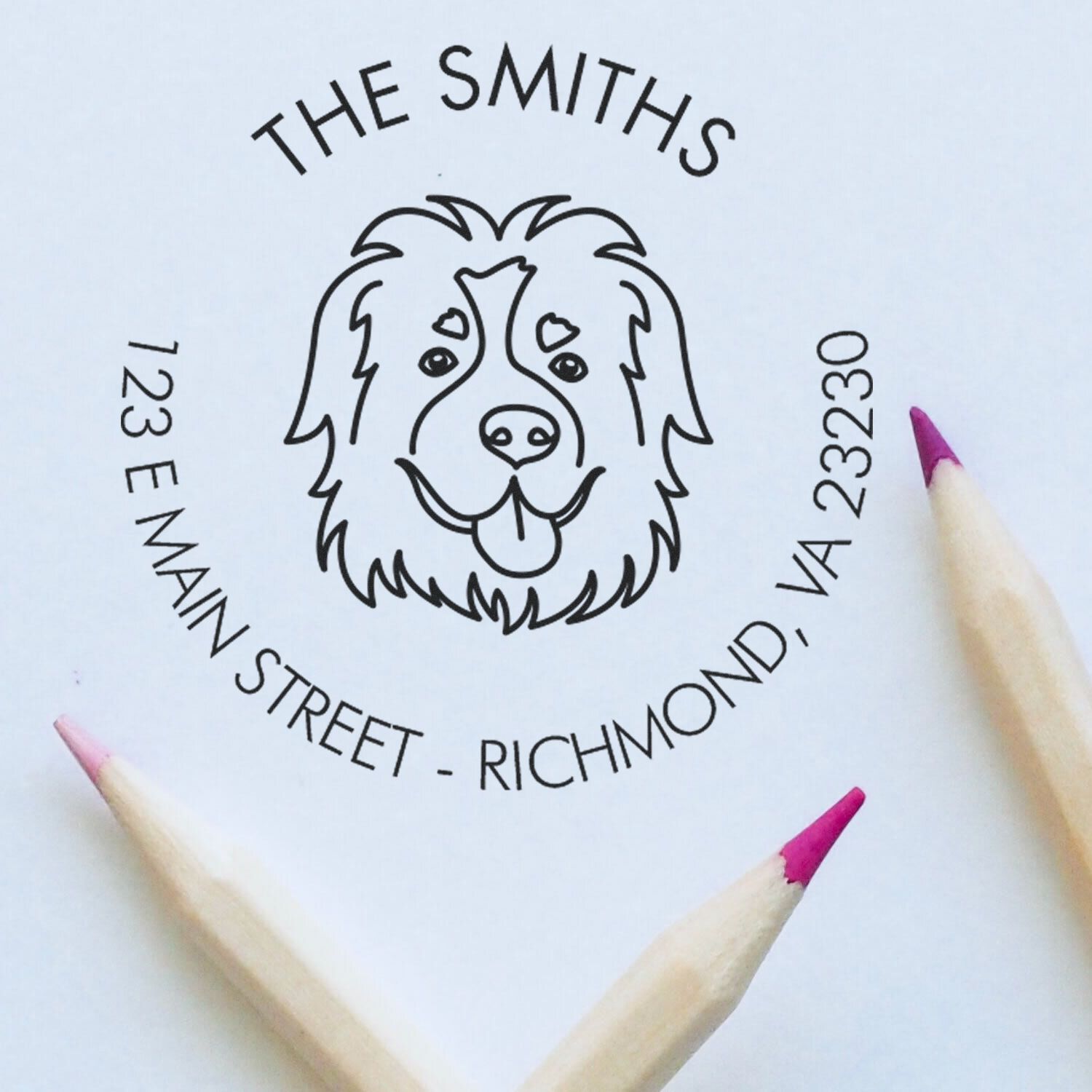 PSI Pre-Inked St Bernard Made-to-Order Dog Design Address Rubber Stamp - Engineer Seal Stamps