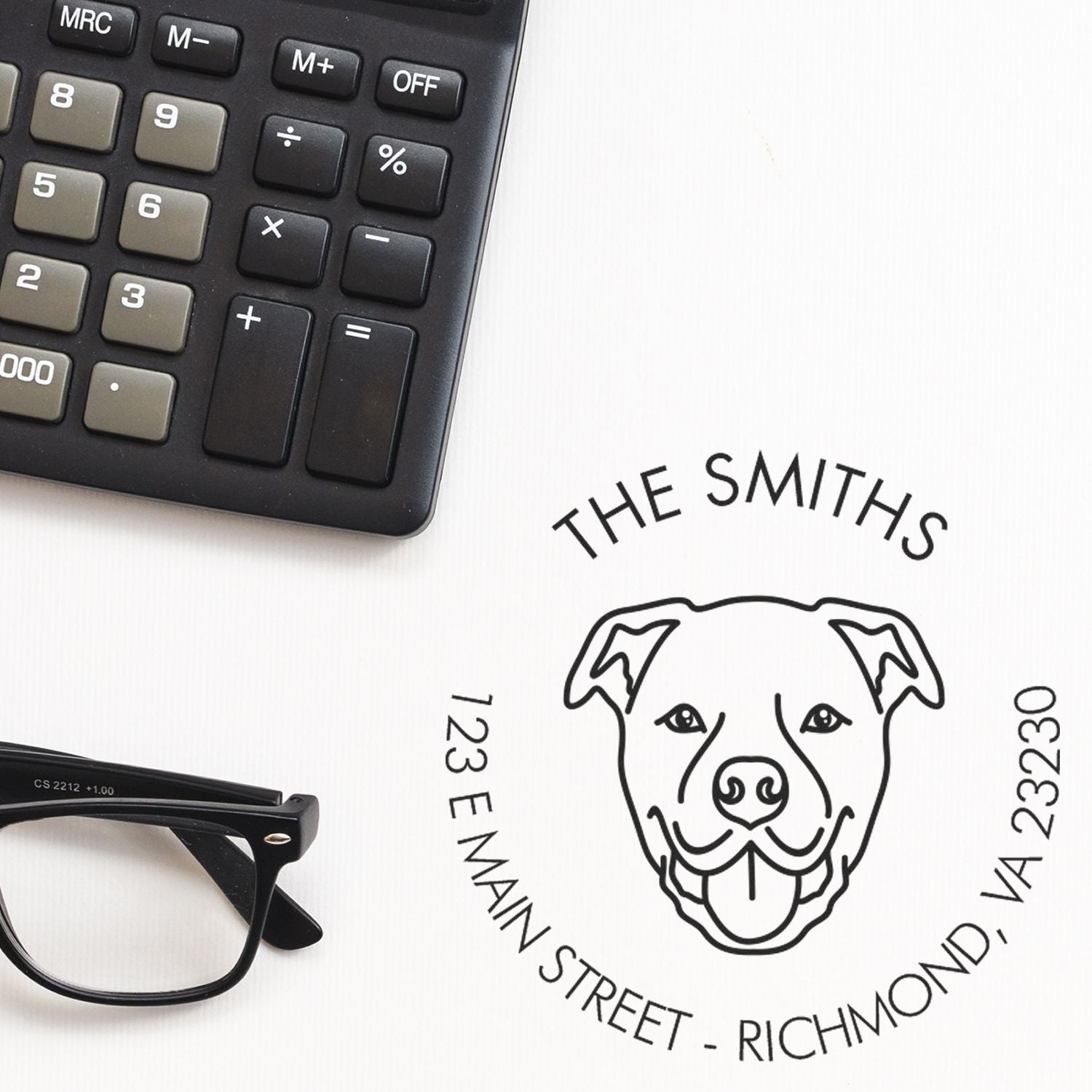 Slim Pre-Inked Staffordshire Bull Terrier Personalized Mailing Rubber Stamp - Engineer Seal Stamps