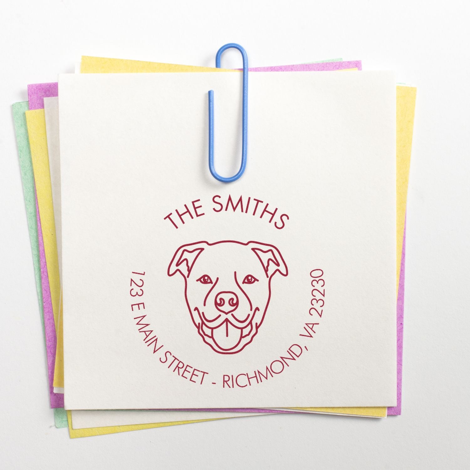 Wood Handle Staffordshire Bull Terrier Custom Made Home Address Stamper - Engineer Seal Stamps