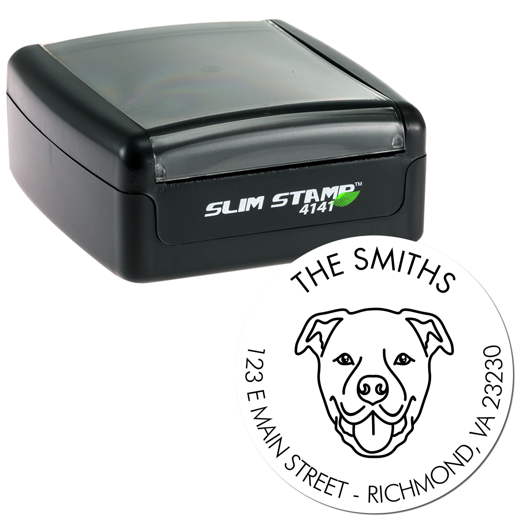 Slim Pre-Inked Staffordshire Bull Terrier Personalized Mailing Rubber Stamp - Engineer Seal Stamps