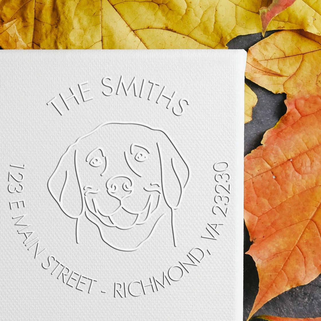 Personalizable Mail Address Embossing Seal with Weimaranier Dog