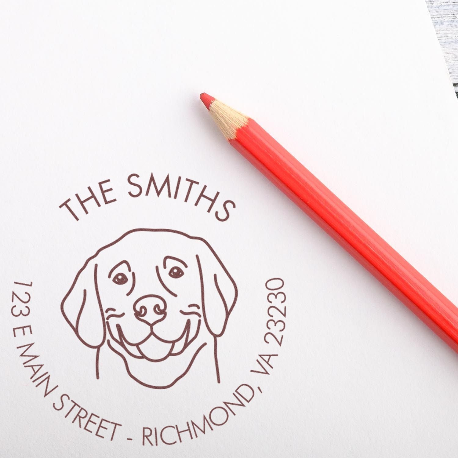 Slim Pre-Inked Weimaraner Personalized Mailing Rubber Stamp - Engineer Seal Stamps