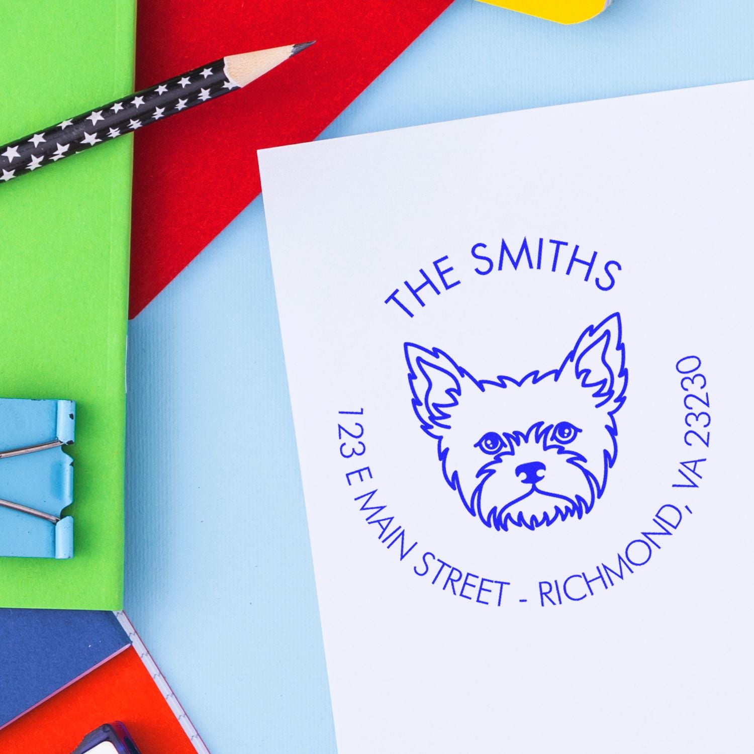 Self-Inking Yorkie Customized Dog Return Address Rubber Stamp - Engineer Seal Stamps