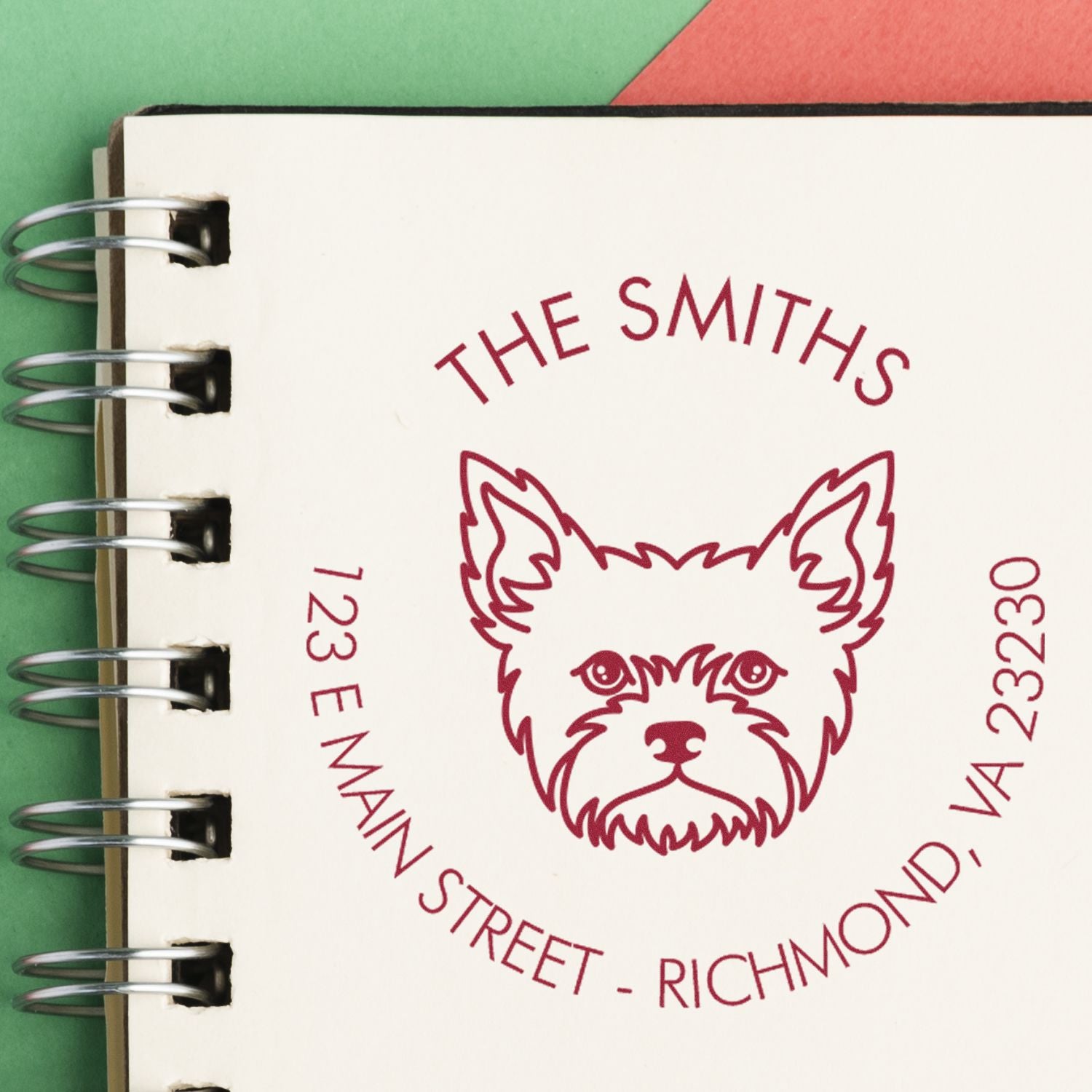 Slim Pre-Inked Yorkie Personalized Dog Design Address Stamp for Envelopes - Engineer Seal Stamps