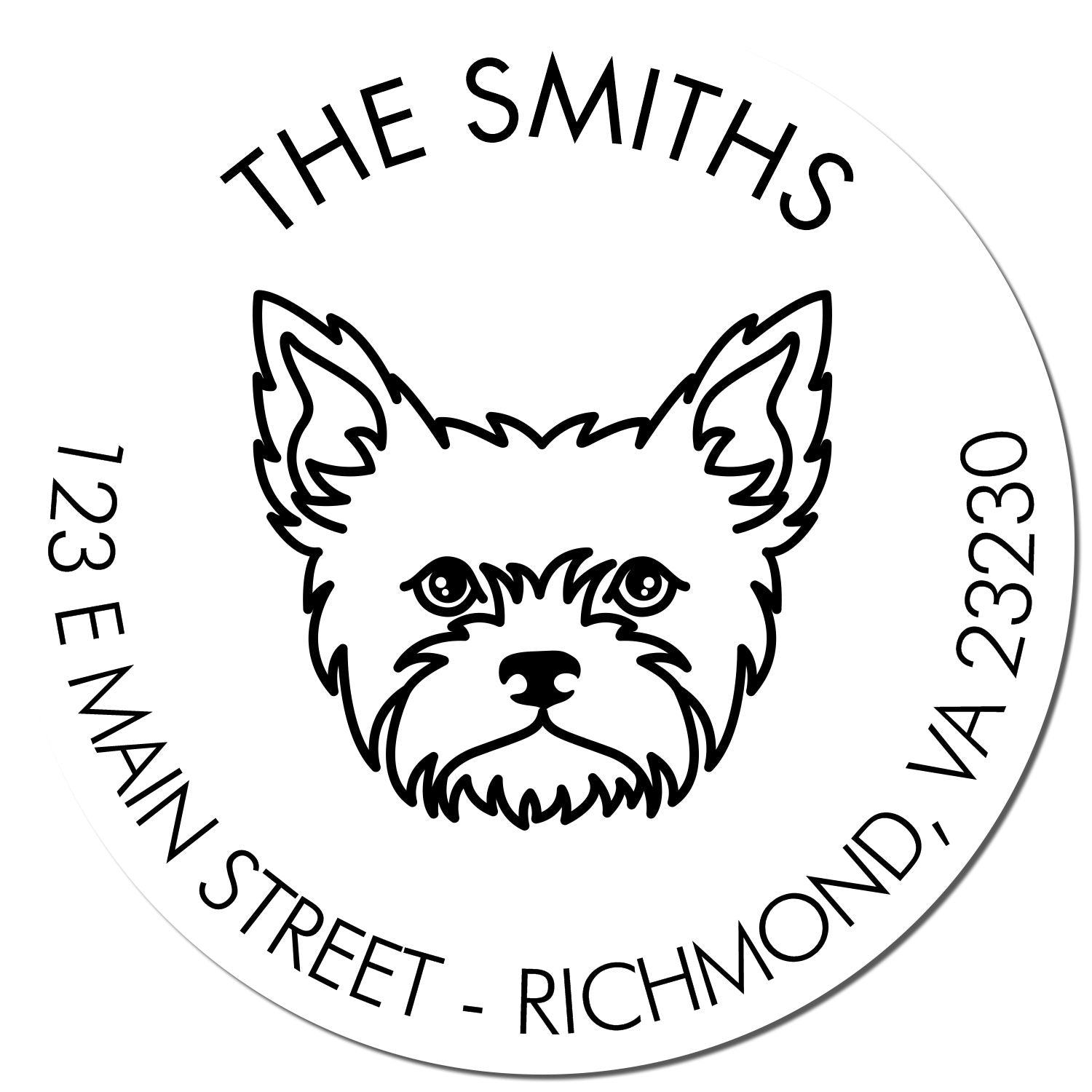 Slim Pre-Inked Yorkie Personalized Dog Design Address Stamp for Envelopes - Engineer Seal Stamps