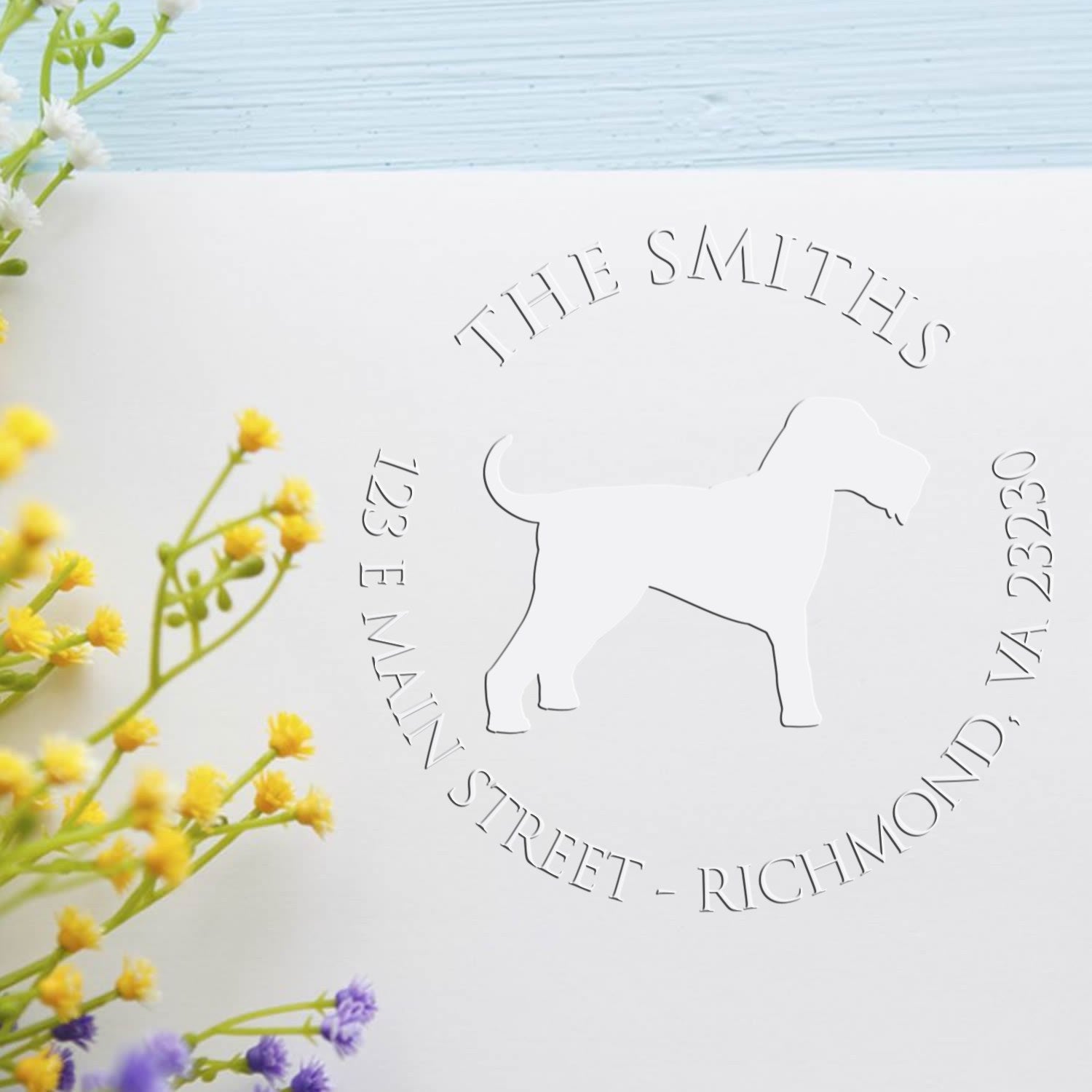 Airedale Terrier Dog Silhouette Customized Mail Address Embossed Stamp - Engineer Seal Stamps