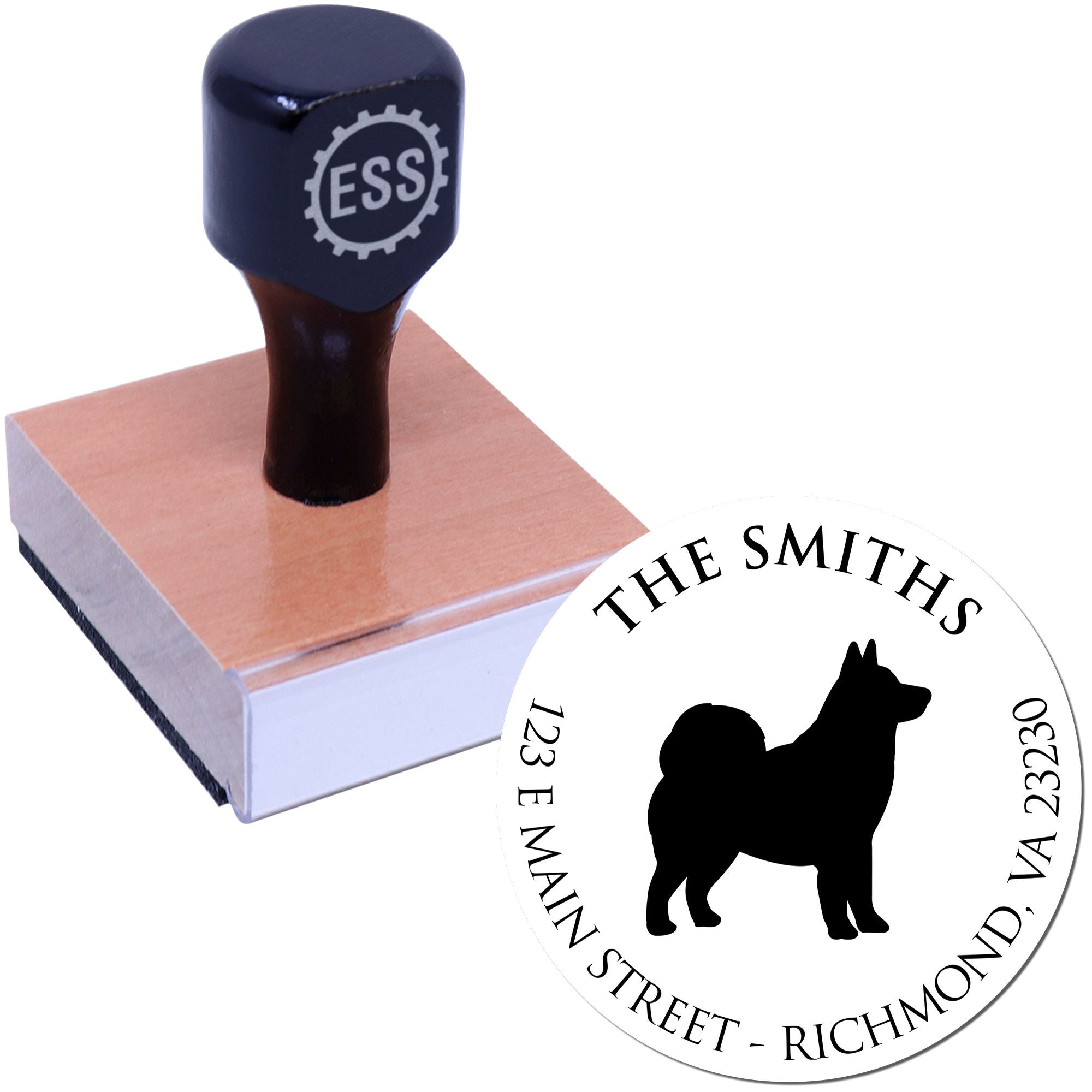 Wood Handle Alaskan Malamute Custom Made Inked Rubber Stamp - Engineer Seal Stamps