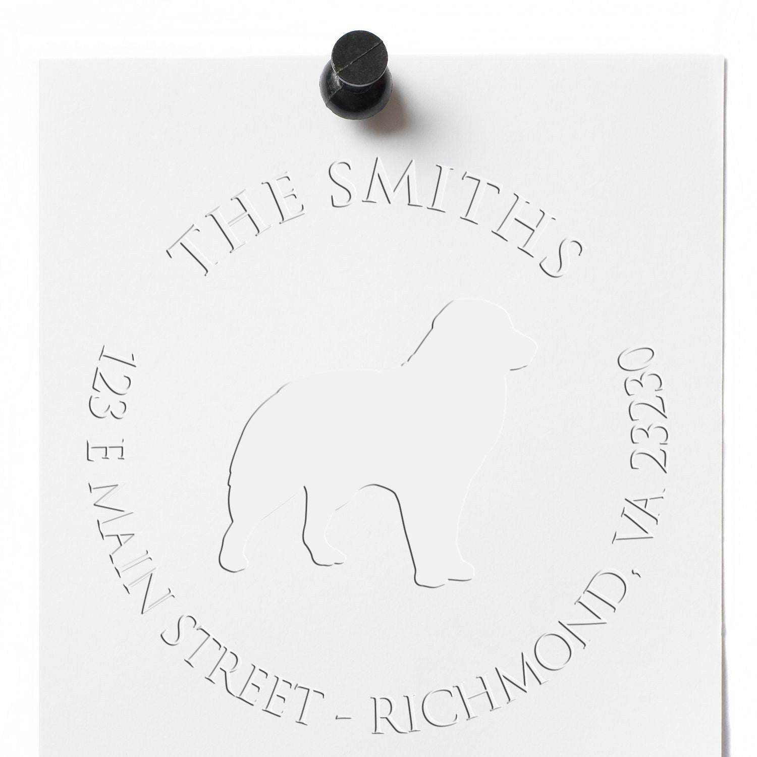 Personalizable Name and Address Seal Embosser with Australian Shepherd Dog