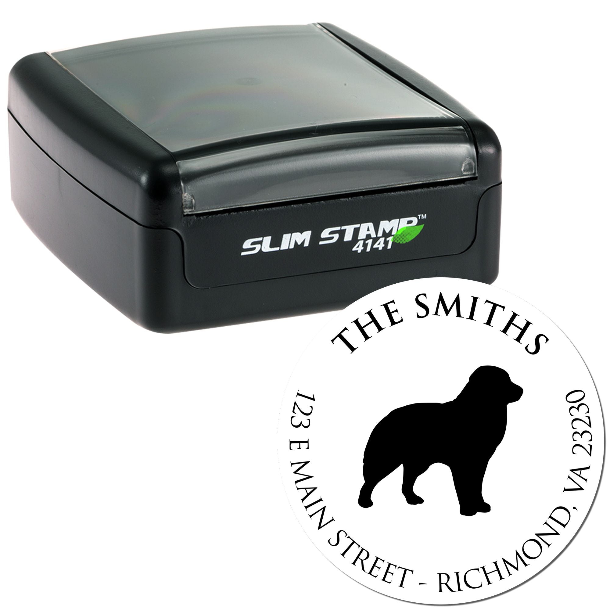 Slim Pre-Inked Australian Shepherd Personalized Mailing Stamper - Engineer Seal Stamps