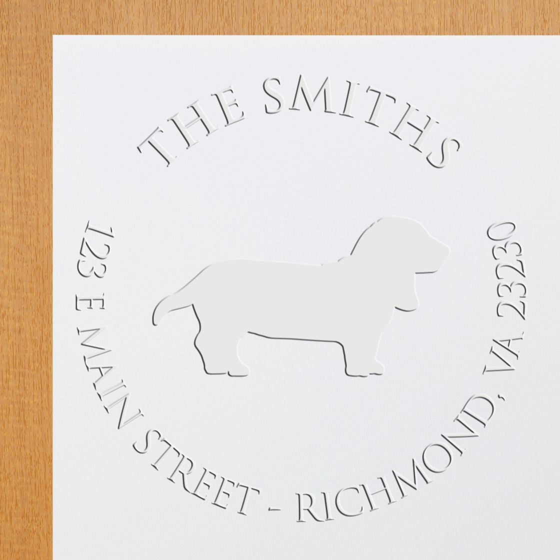 Basset Hound Dog Silhouette Customized Name and Address Hybrid Embosser Seal - Engineer Seal Stamps