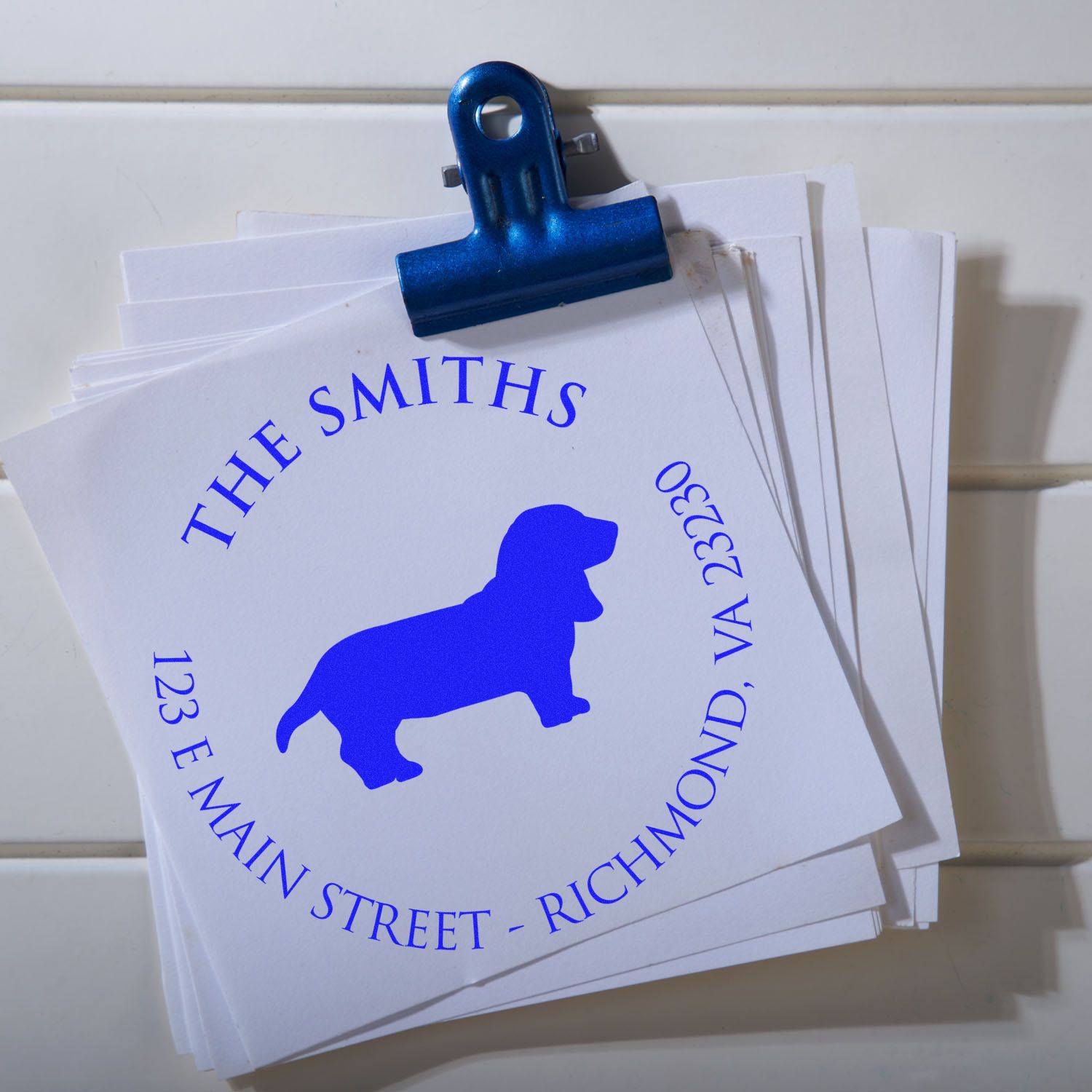 PSI Pre-Inked Basset Hound Made-to-Order Dog Return Address Rubber Stamp - Engineer Seal Stamps