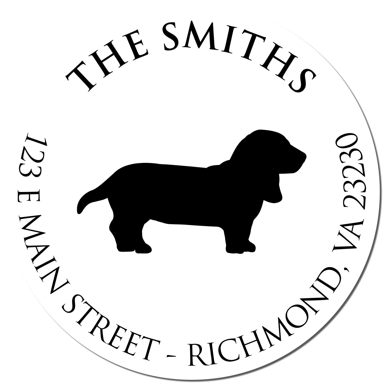 Slim Pre-Inked Basset Hound Personalized Mailing Stamper - Engineer Seal Stamps