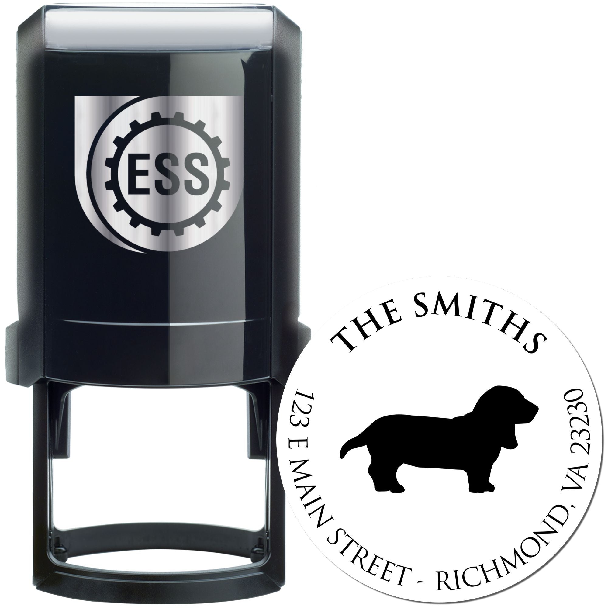 Self-Inking Basset Hound Customized Name and Address Stamp for Envelopes - Engineer Seal Stamps