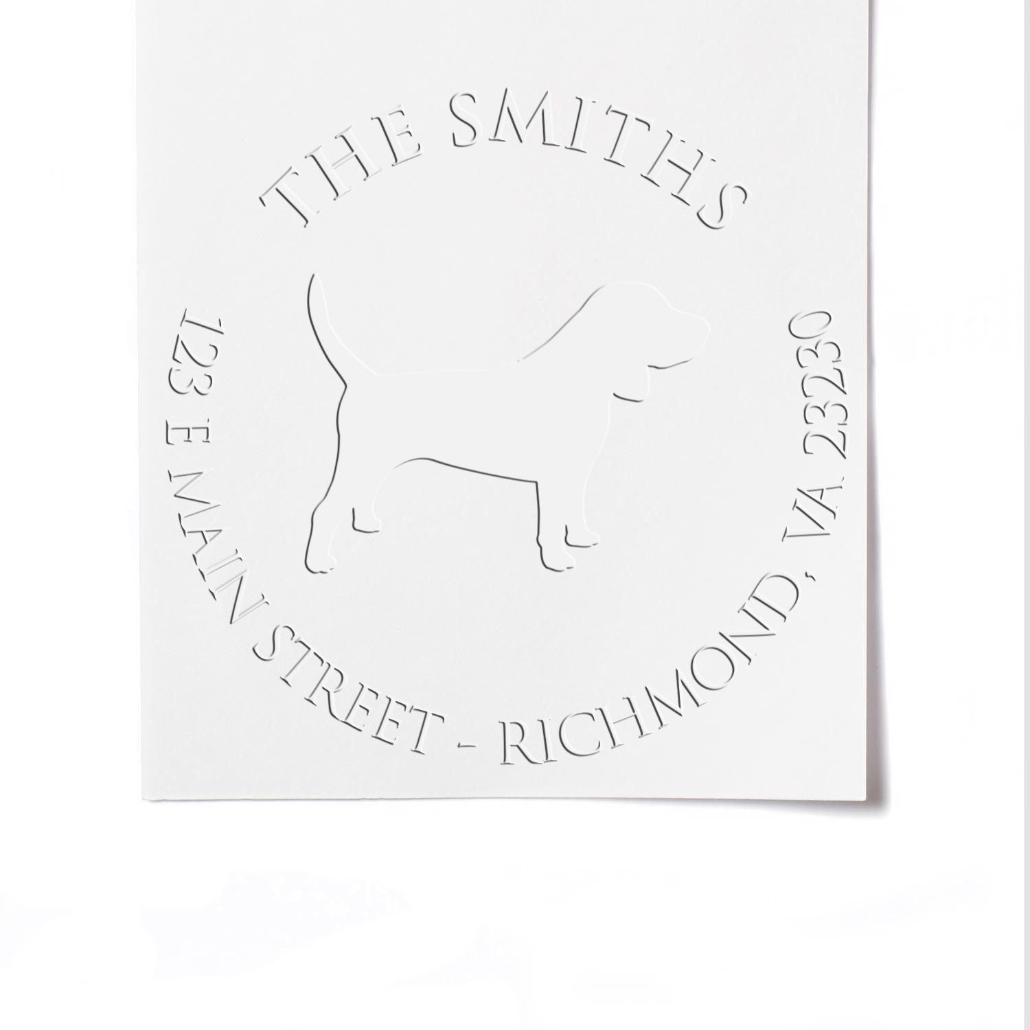 Personalizable Name and Address Embossing Stamp with Beagle Dog