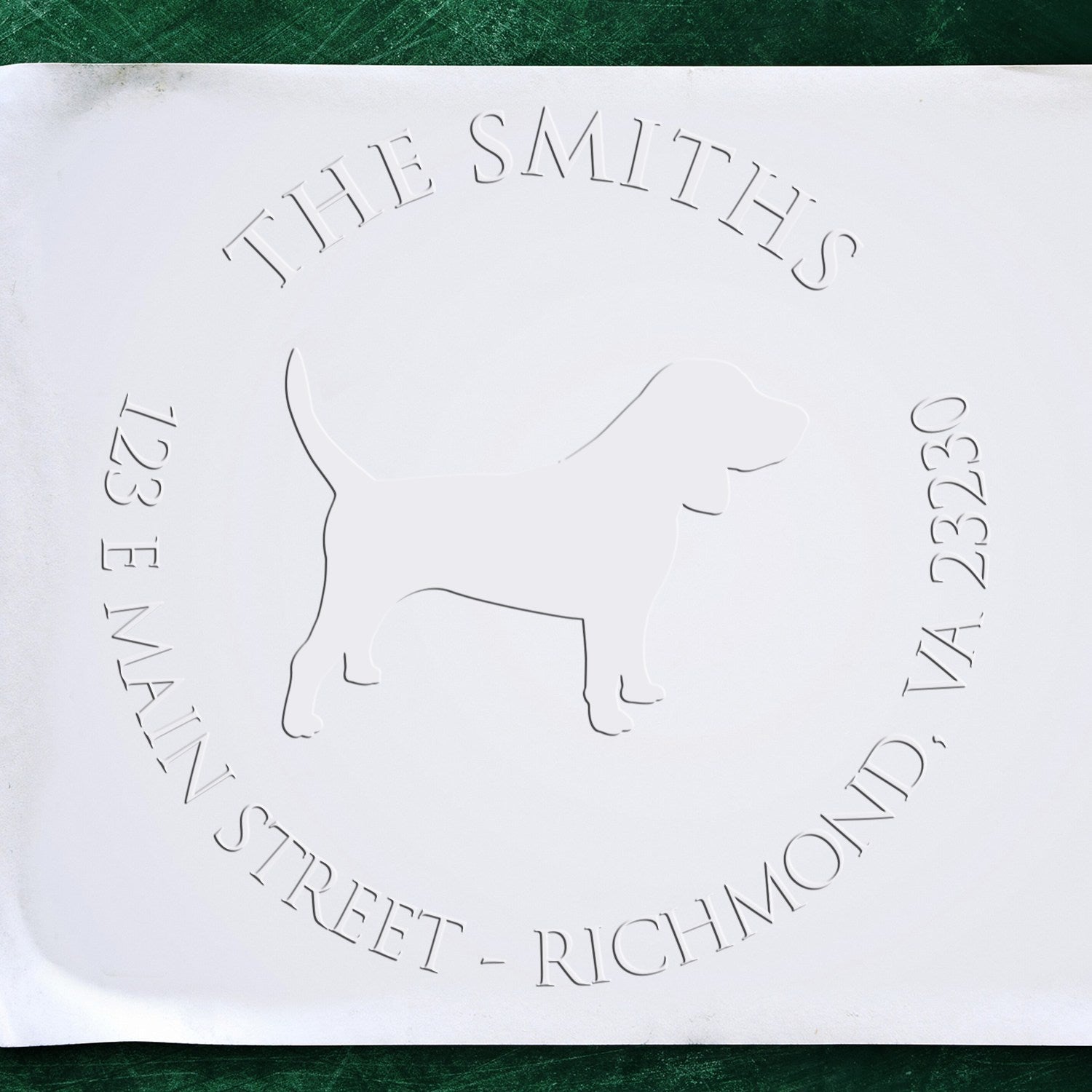 Personalizable Name and Address Embossing Stamp with Beagle Dog