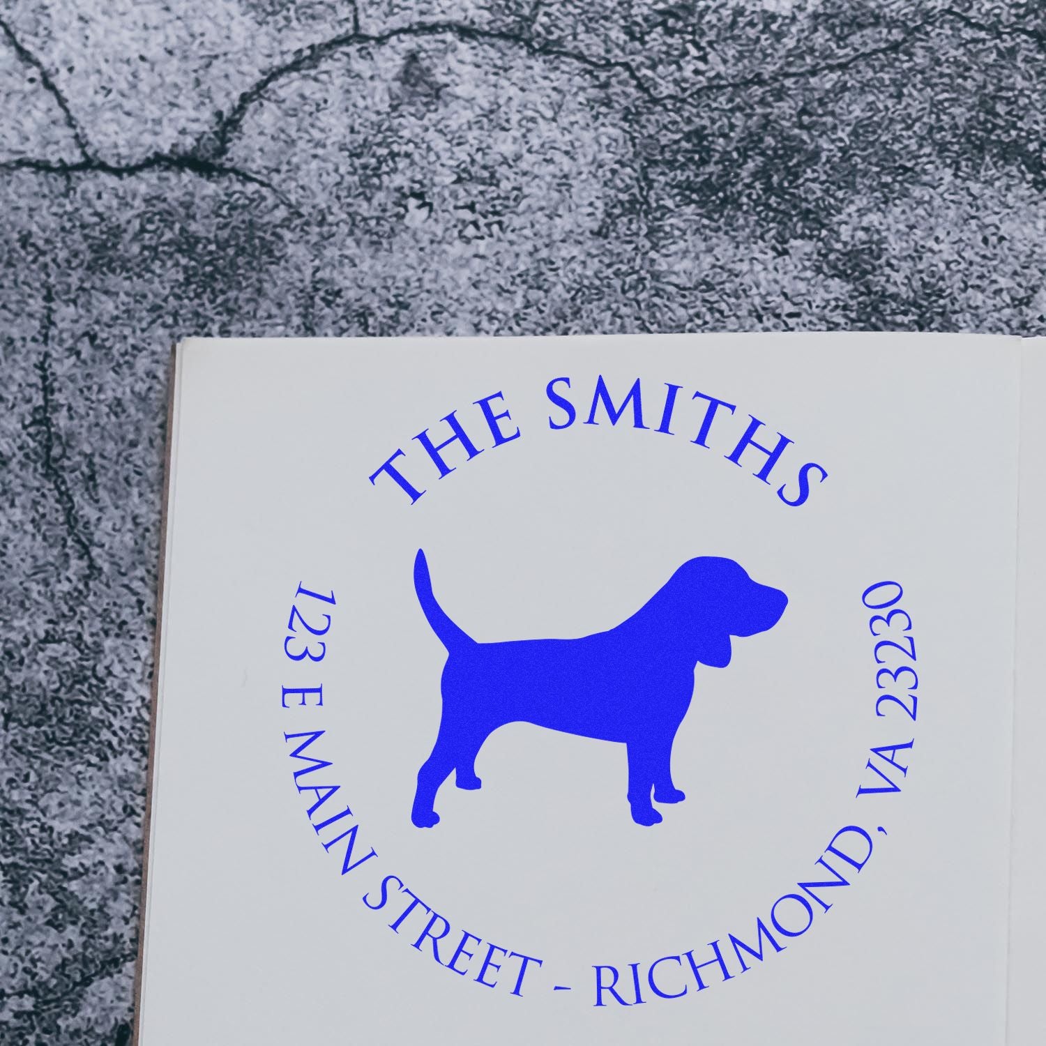 Slim Pre-Inked Beagle Personalized Name and Address Rubber Stamp - Engineer Seal Stamps