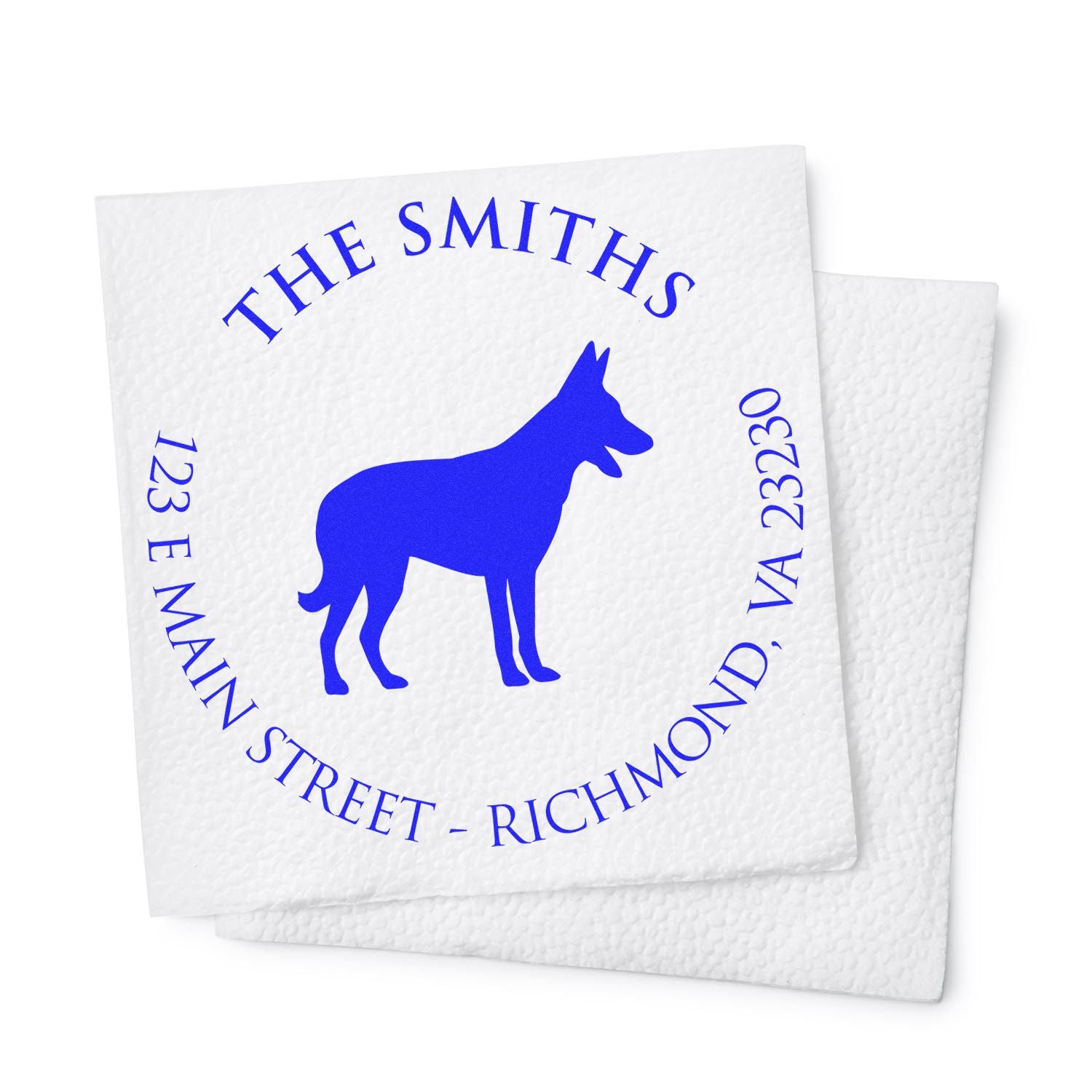 Slim Pre-Inked Belgian Malinois Personalized Name and Address Rubber Stamp - Engineer Seal Stamps