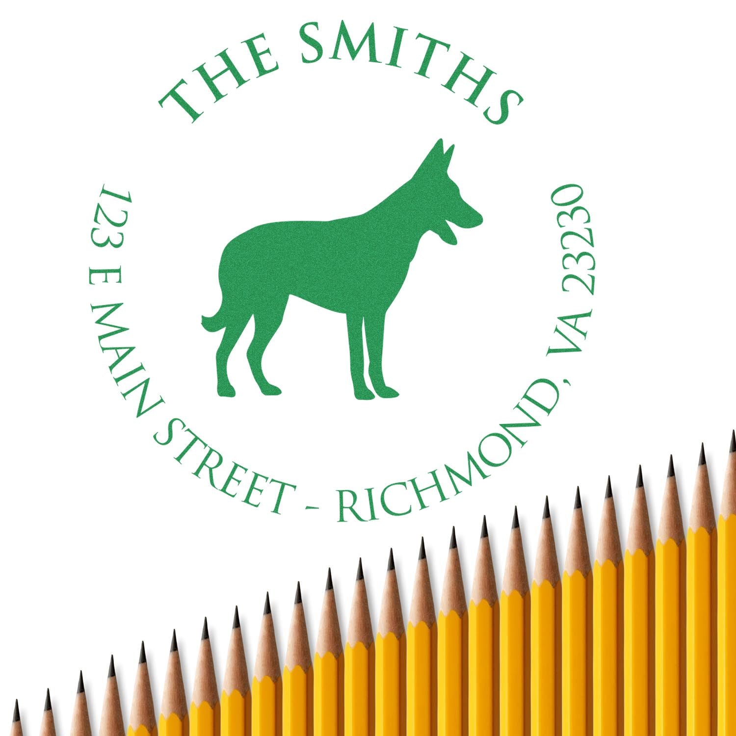 Wood Handle Belgian Malinois Custom Made Mail Address Rubber Stamp - Engineer Seal Stamps