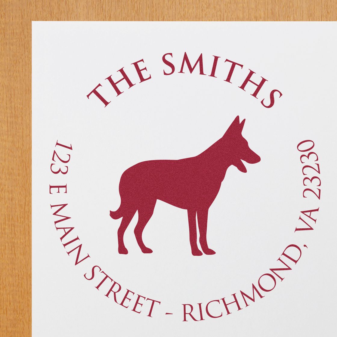 Slim Pre-Inked Belgian Malinois Personalized Name and Address Rubber Stamp - Engineer Seal Stamps