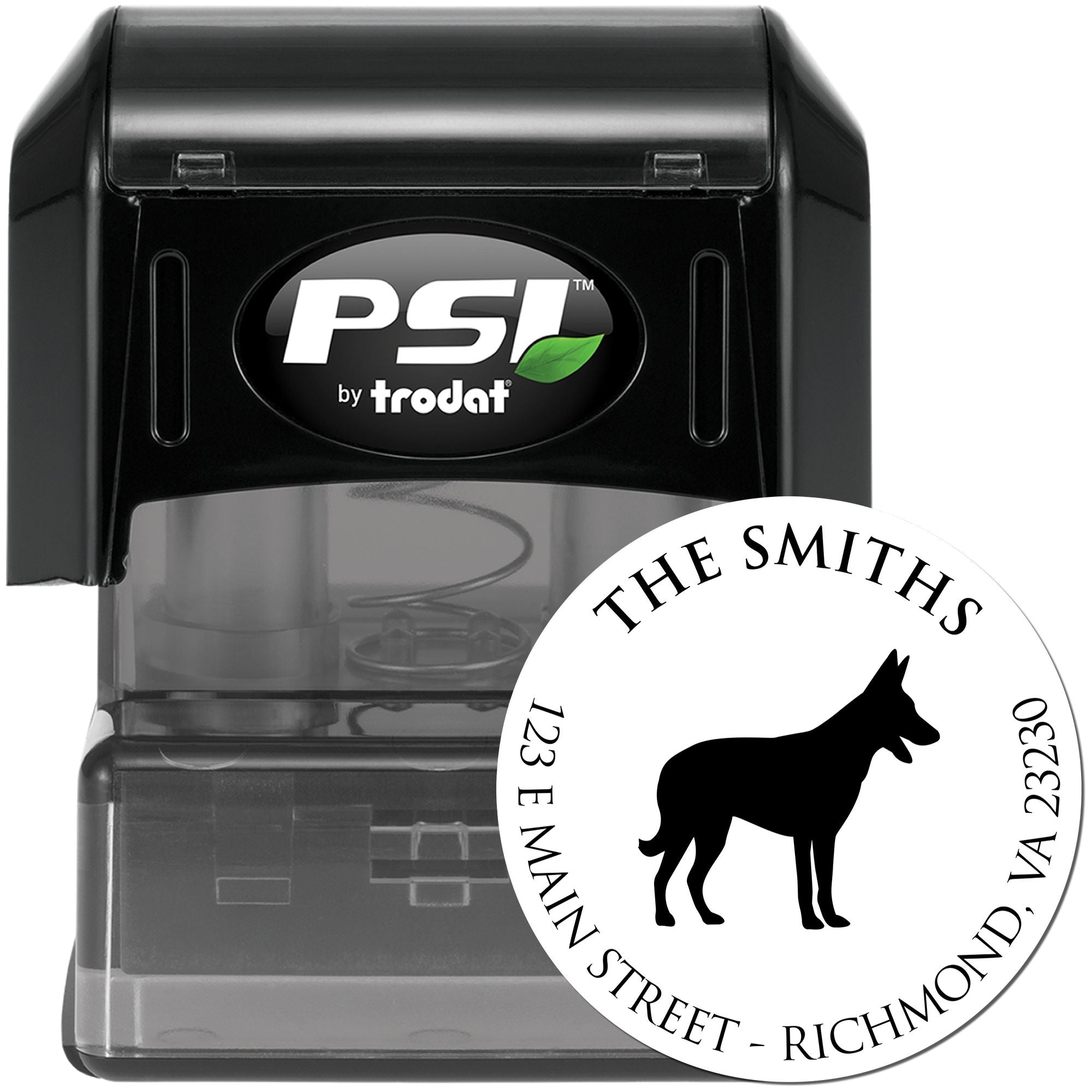 PSI Pre-Inked Belgian Malinois Made-to-Order Dog Return Address Stamp for Envelopes - Engineer Seal Stamps
