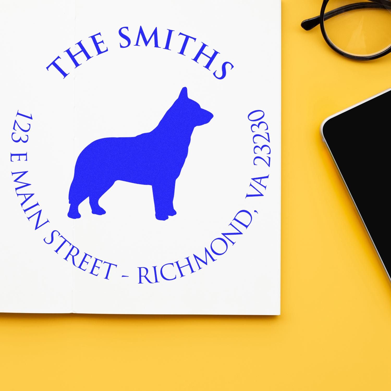 PSI Pre-Inked Blue Heeler Made-to-Order Dog Return Address Stamper - Engineer Seal Stamps