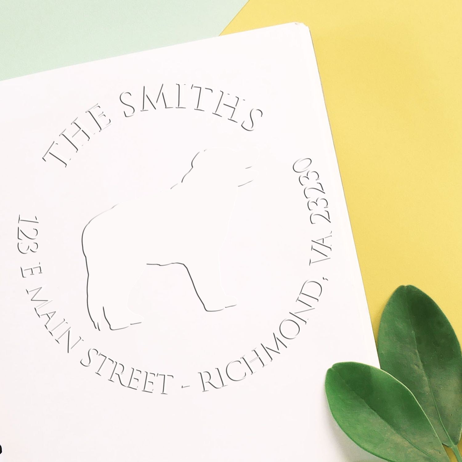 Border Collie Dog Silhouette Customized Name and Address Embossing Seal - Engineer Seal Stamps