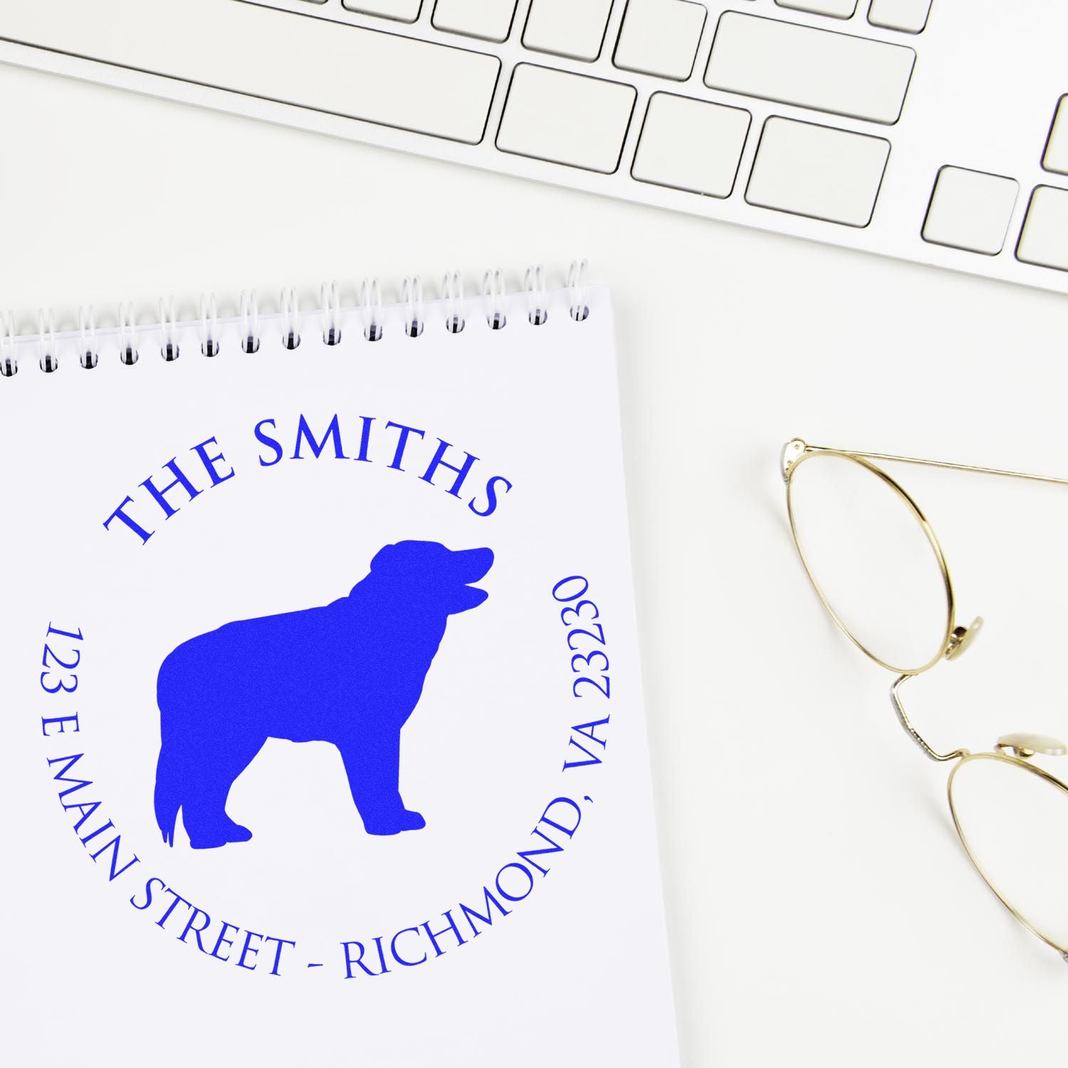 Slim Pre-Inked Border Collie Personalized Name and Address Stamp - Engineer Seal Stamps