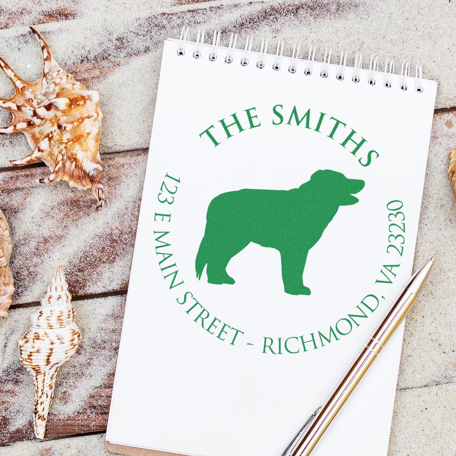 Slim Pre-Inked Border Collie Personalized Name and Address Stamp - Engineer Seal Stamps