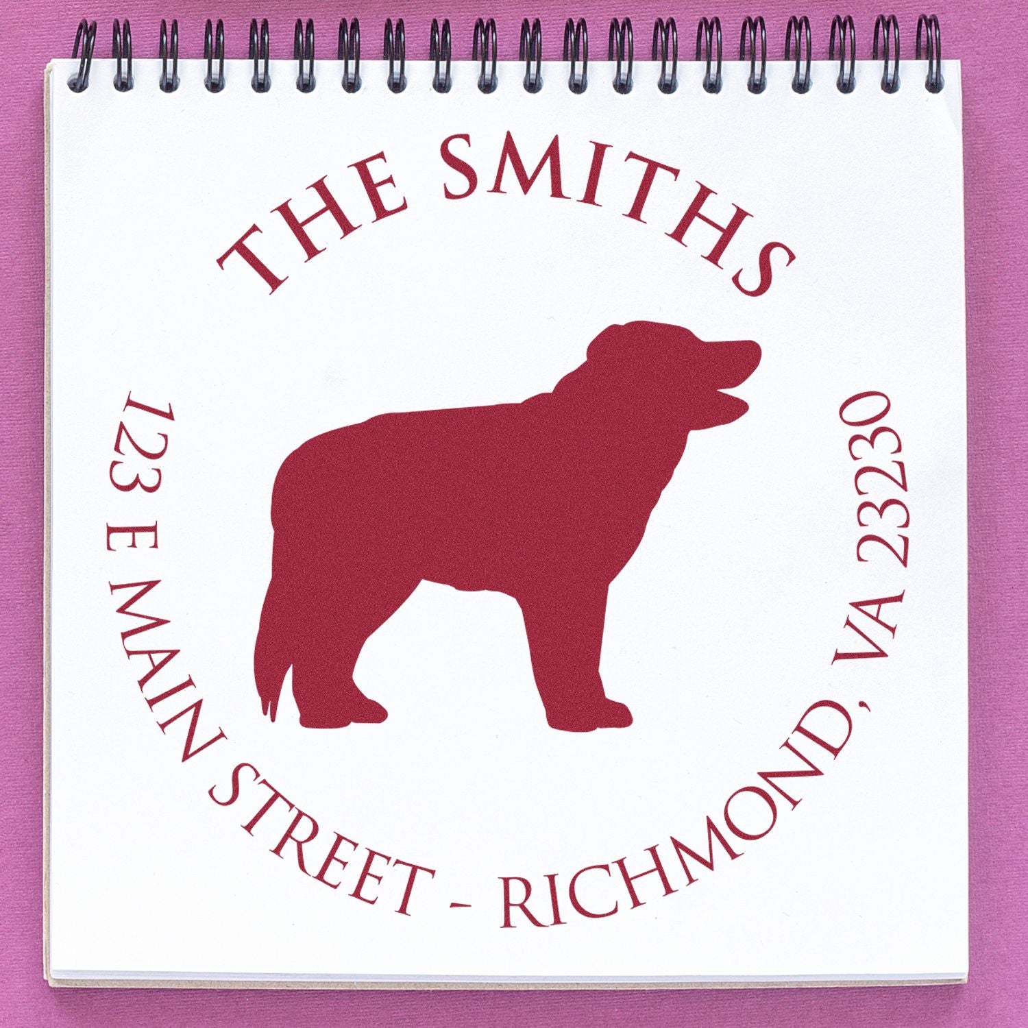 Slim Pre-Inked Border Collie Personalized Name and Address Stamp - Engineer Seal Stamps