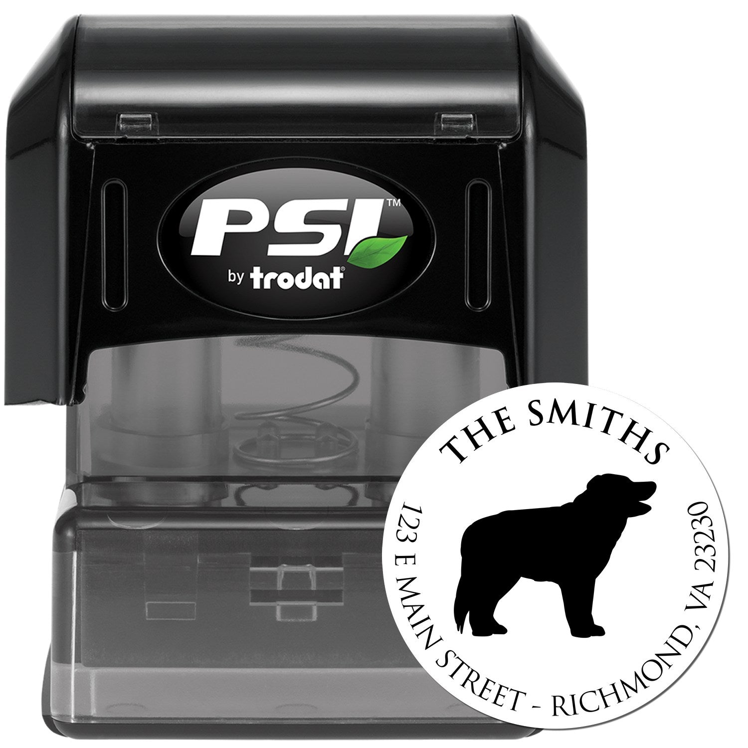 PSI Pre-Inked Border Collie Made-to-Order Easy-To-Use Address Rubber Stamp - Engineer Seal Stamps