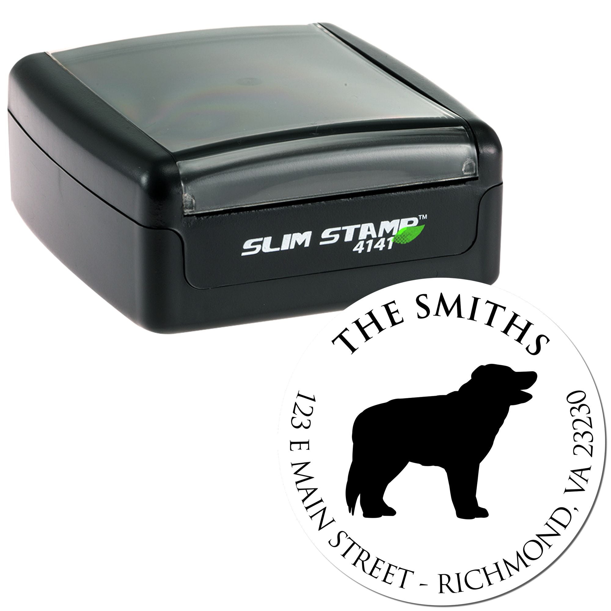 Slim Pre-Inked Border Collie Personalized Name and Address Stamp - Engineer Seal Stamps