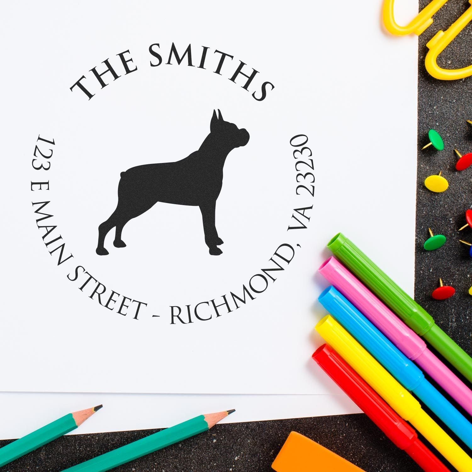 Slim Pre-Inked Boxer Personalized Name and Address Stamp for Envelopes - Engineer Seal Stamps