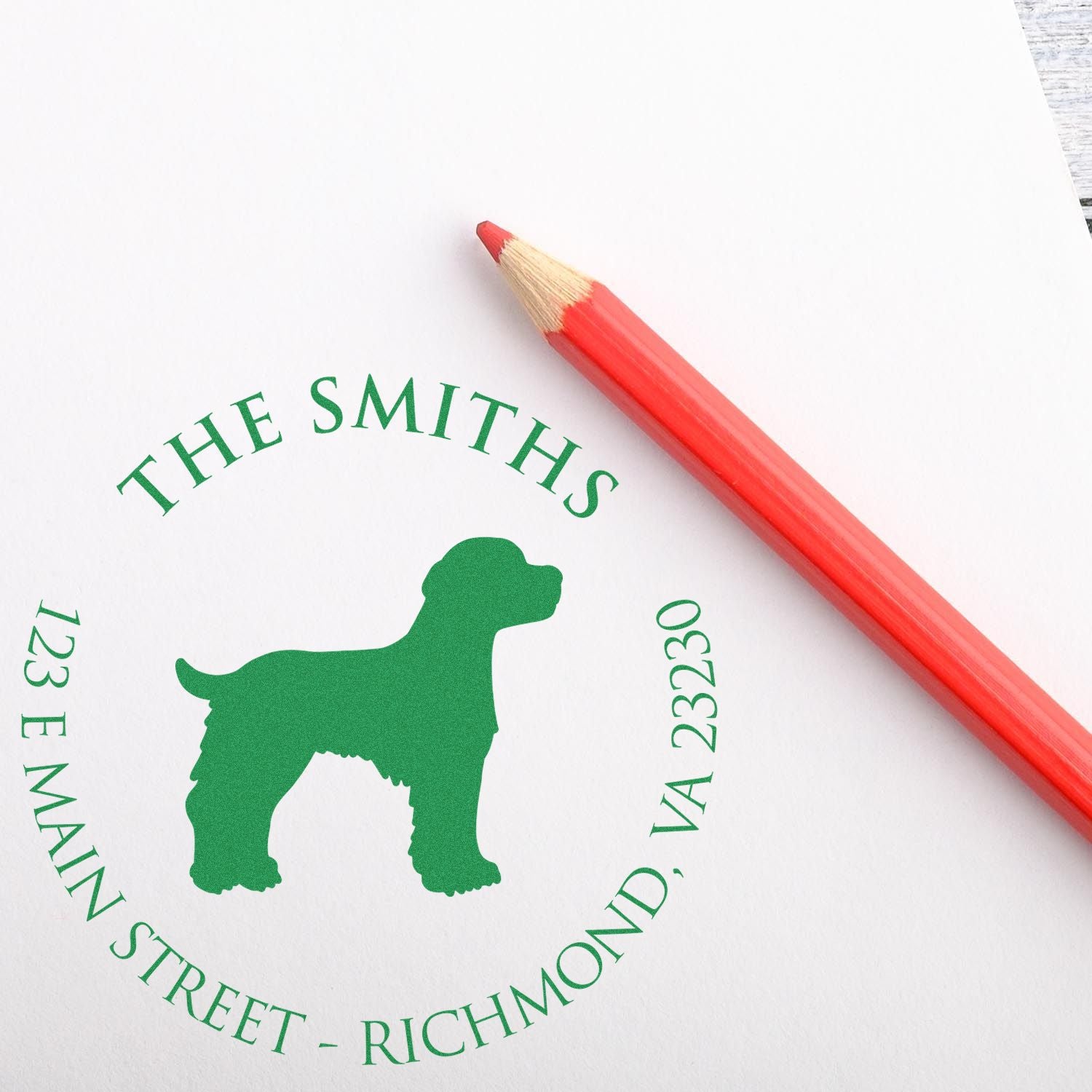 Wood Handle Brittany Spaniel Custom Made Mail Label Rubber Stamp - Engineer Seal Stamps