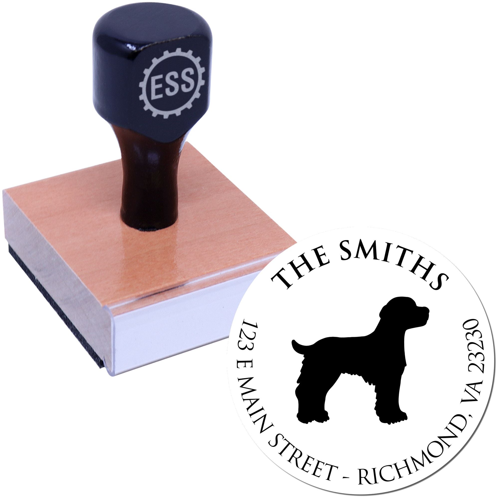 Wood Handle Brittany Spaniel Custom Made Mail Label Rubber Stamp - Engineer Seal Stamps