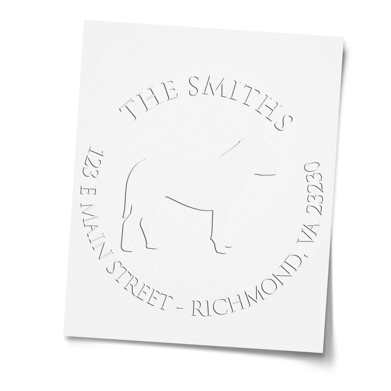 Bullmastiff Dog Silhouette Customized Name and Address Embossed Seal - Engineer Seal Stamps