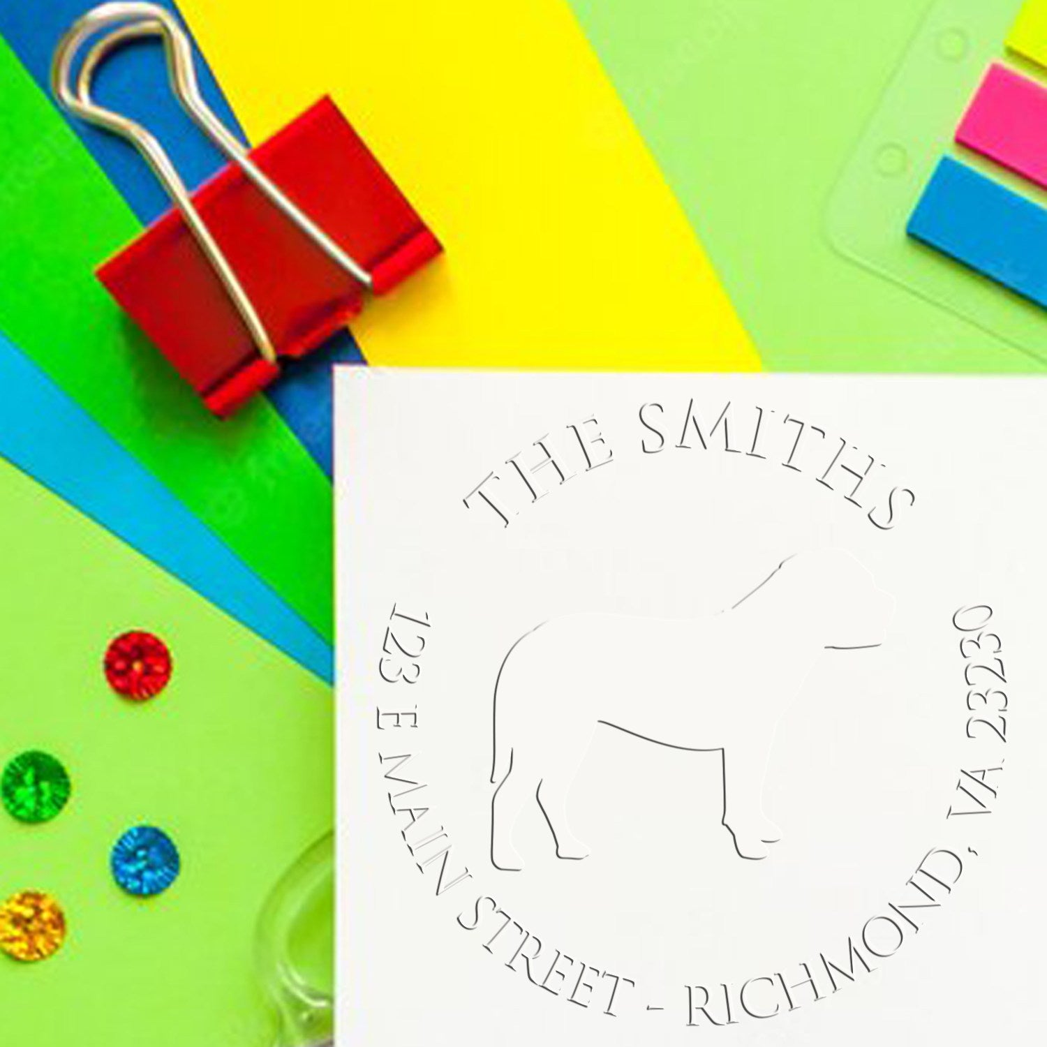 Personalizable New Address Embosser Seal with Bullmastiff Dog