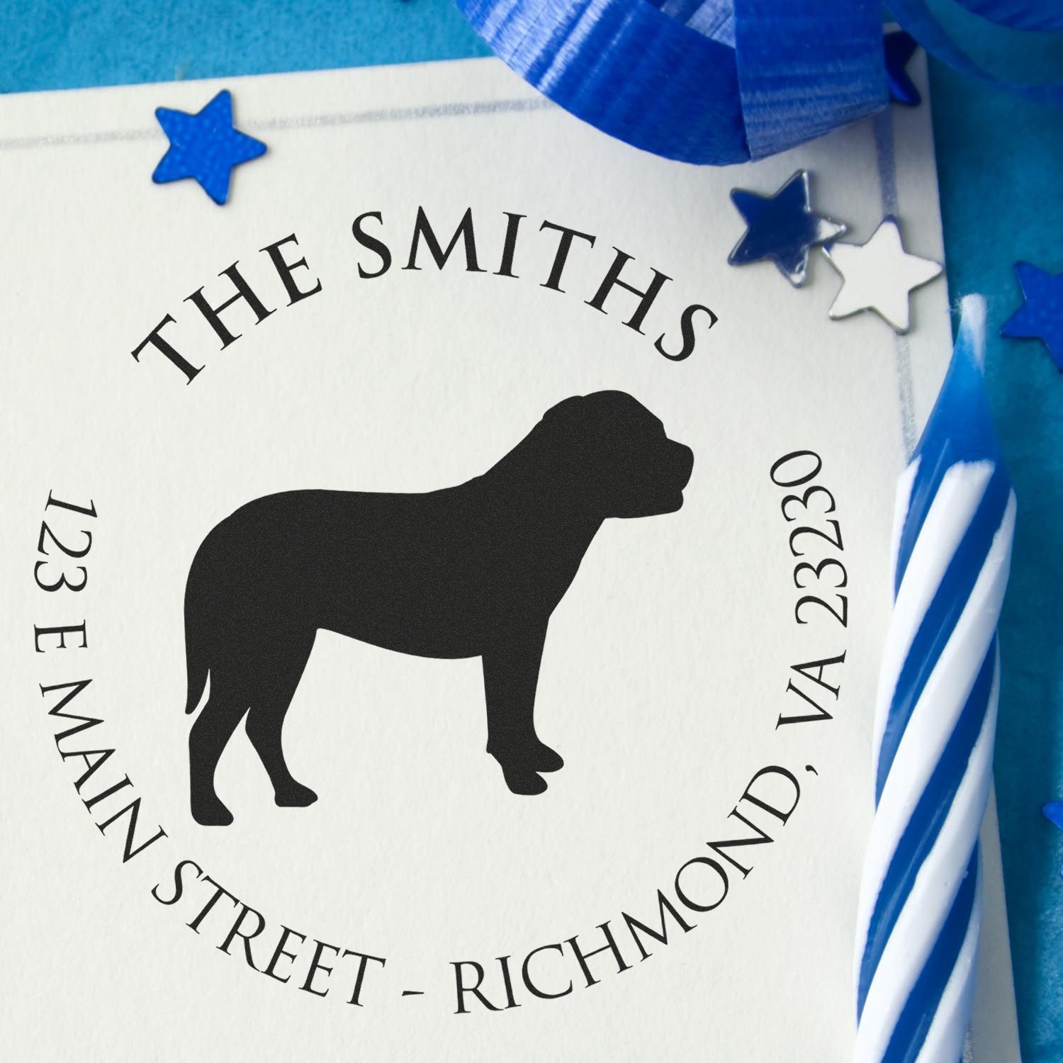 PSI Pre-Inked Bullmastiff Made-to-Order Easy-To-Use Address Stamper - Engineer Seal Stamps