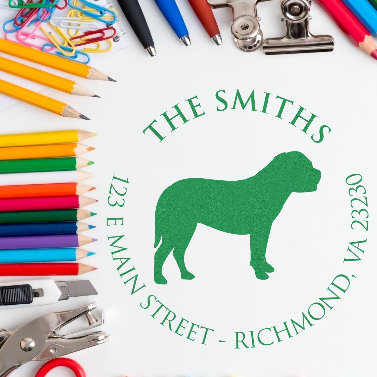 Wood Handle Bullmastiff Custom Made Mail Label Stamp - Engineer Seal Stamps