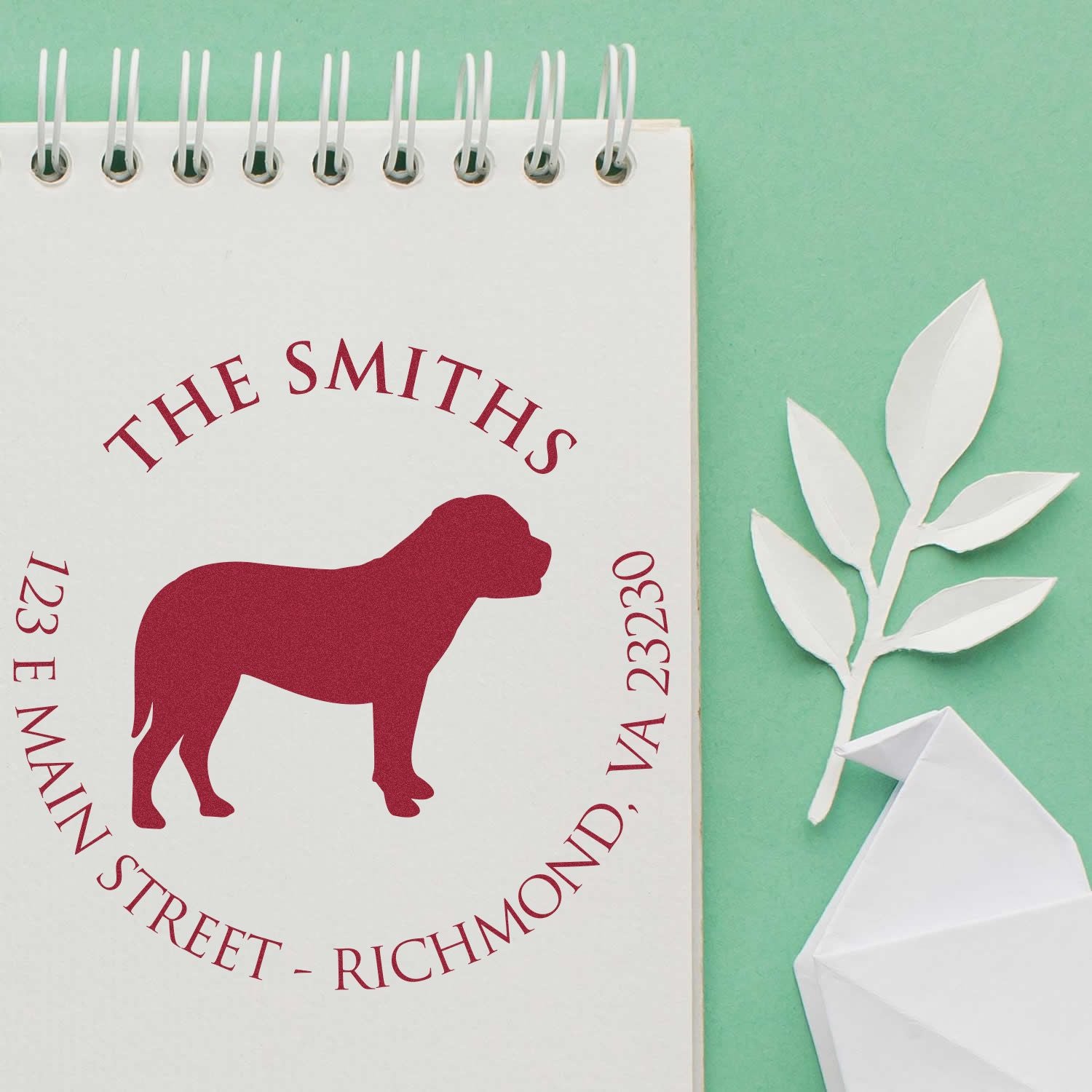 Self-Inking Bullmastiff Customized New Address Stamp for Envelopes - Engineer Seal Stamps