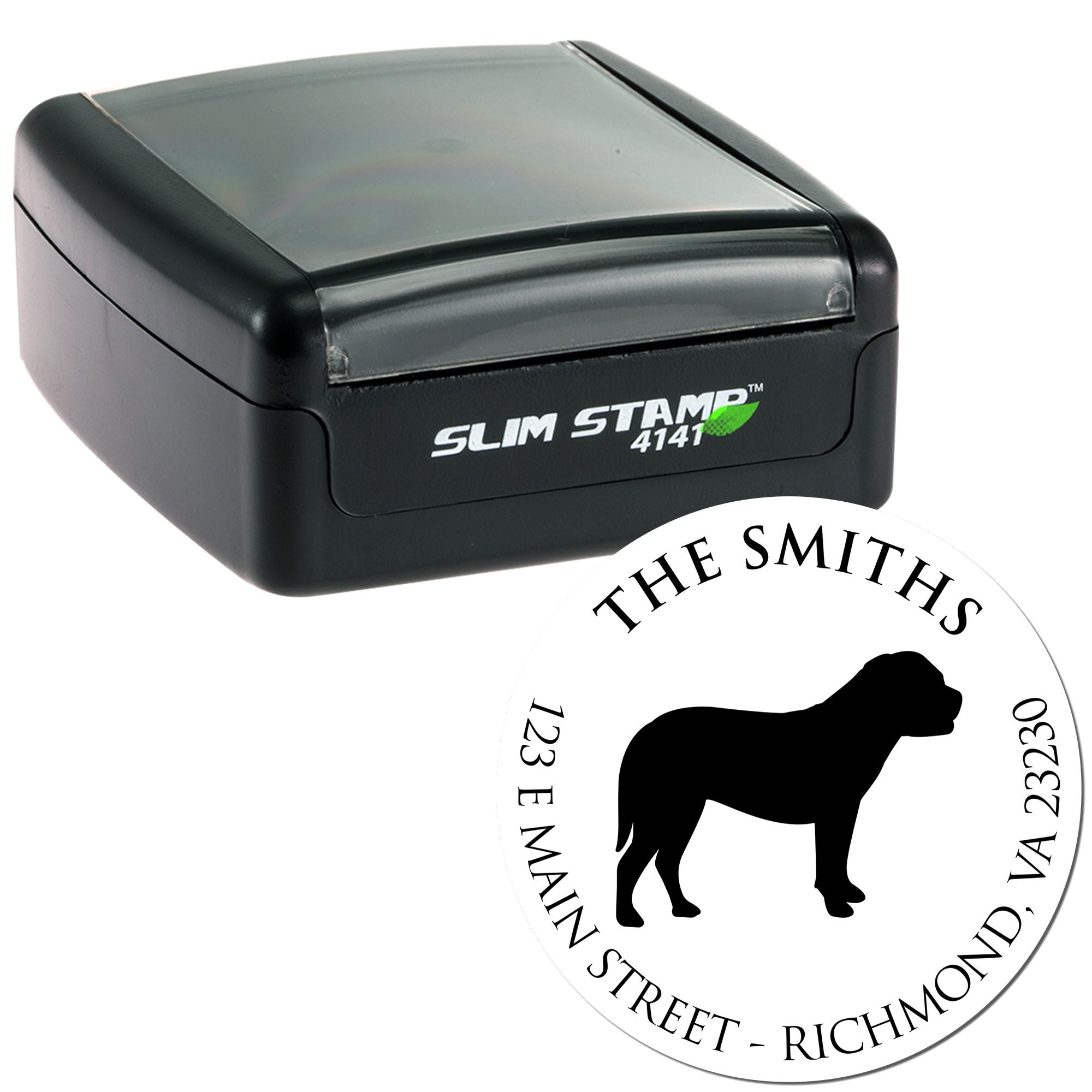 Slim Pre-Inked Bullmastiff Personalized Name and Address Stamper - Engineer Seal Stamps