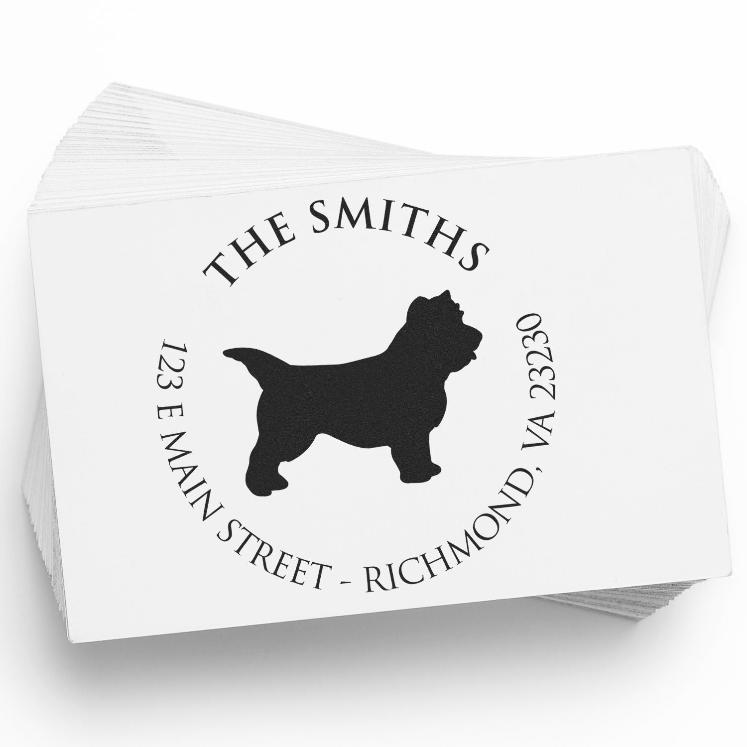 PSI Pre-Inked Cairn Terrier Made-to-Order High-Quality Address Rubber Stamp - Engineer Seal Stamps