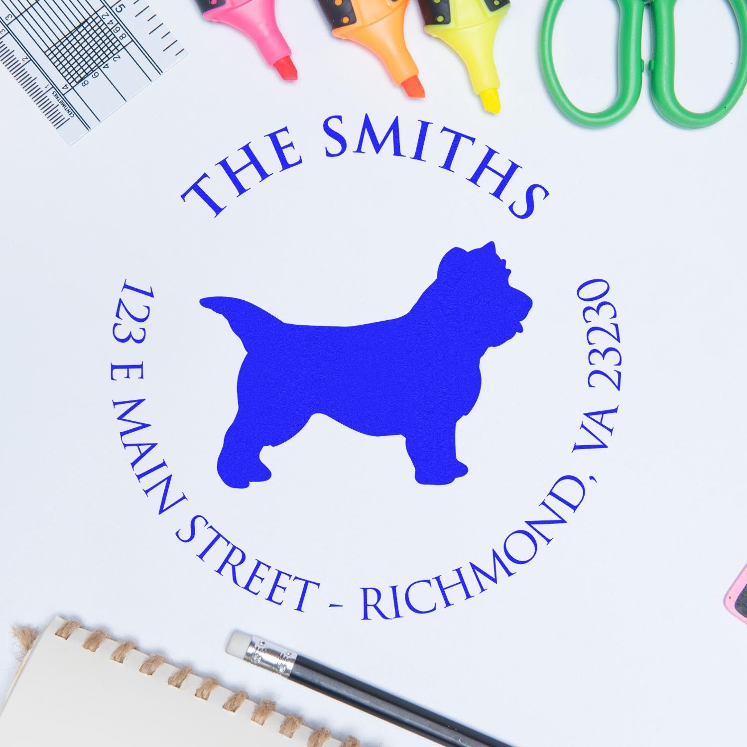 PSI Pre-Inked Cairn Terrier Made-to-Order High-Quality Address Rubber Stamp - Engineer Seal Stamps