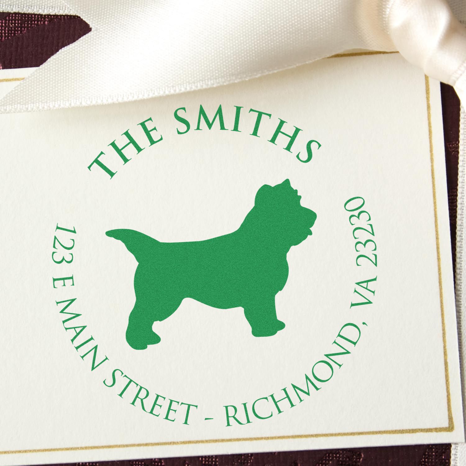 Wood Handle Cairn Terrier Custom Made Mail Label Stamp for Envelopes - Engineer Seal Stamps