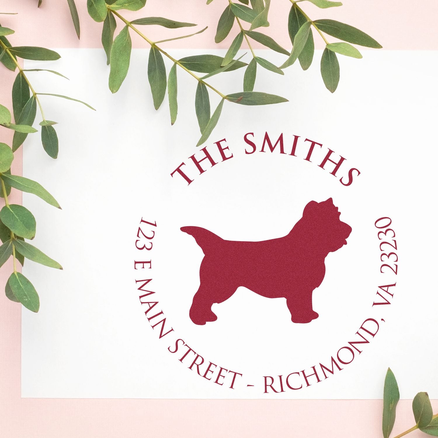 Wood Handle Cairn Terrier Custom Made Mail Label Stamp for Envelopes - Engineer Seal Stamps